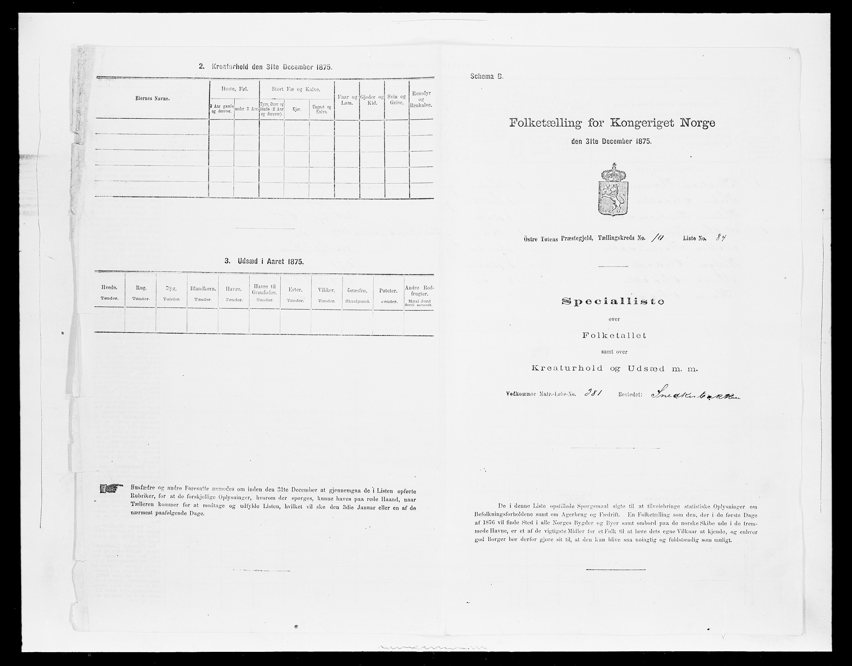 SAH, 1875 census for 0528P Østre Toten, 1875, p. 1987