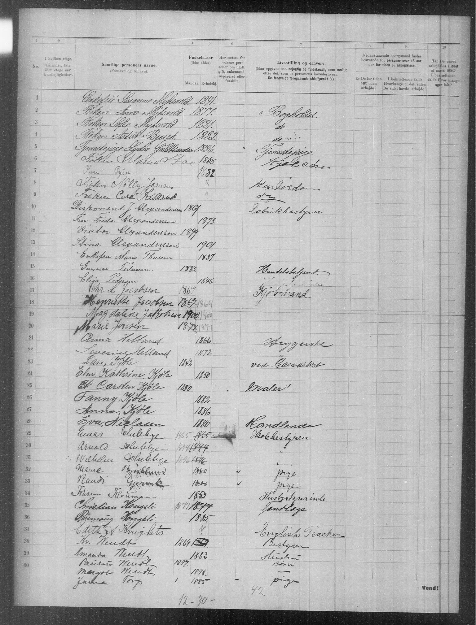 OBA, Municipal Census 1903 for Kristiania, 1903, p. 6605