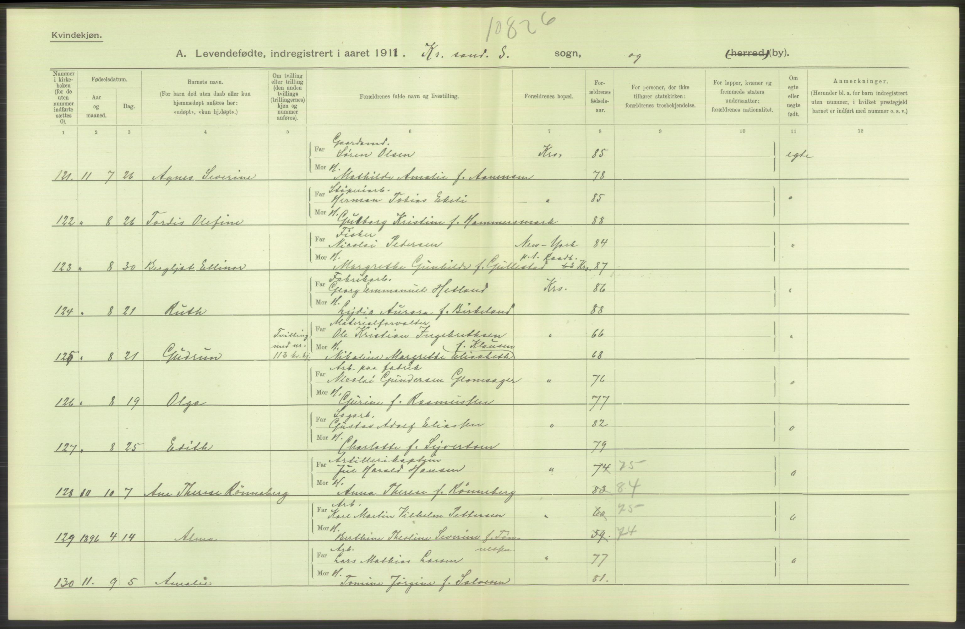 Statistisk sentralbyrå, Sosiodemografiske emner, Befolkning, AV/RA-S-2228/D/Df/Dfb/Dfba/L0023: Lister og Mandals amt:  Levendefødte menn og kvinner. Bygder og byer., 1911, p. 14