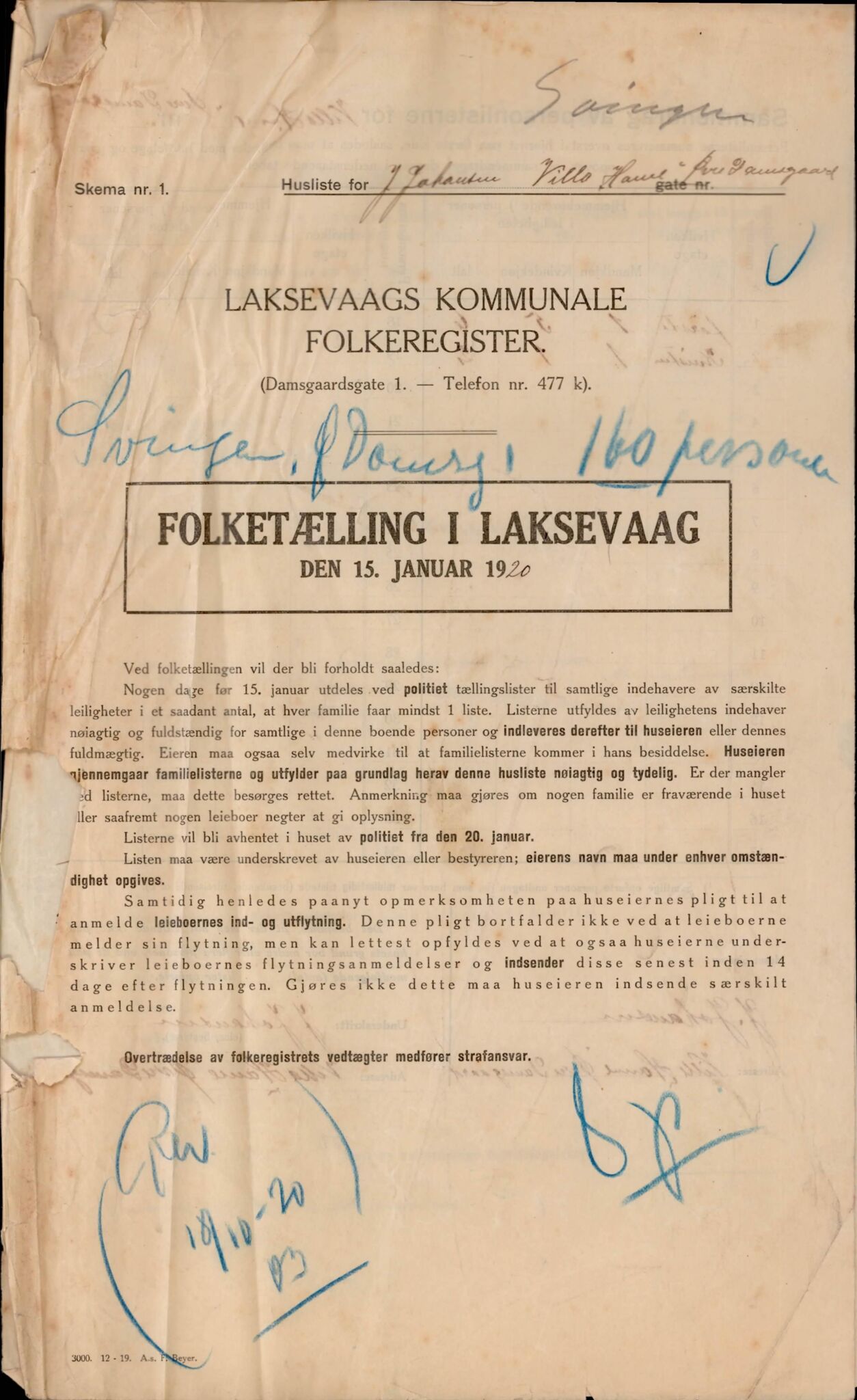 Laksevåg kommune. Folkeregisteret, BBA/A-1586/E/Ea/L0001: Folketellingskjema 1920, 1920, p. 547