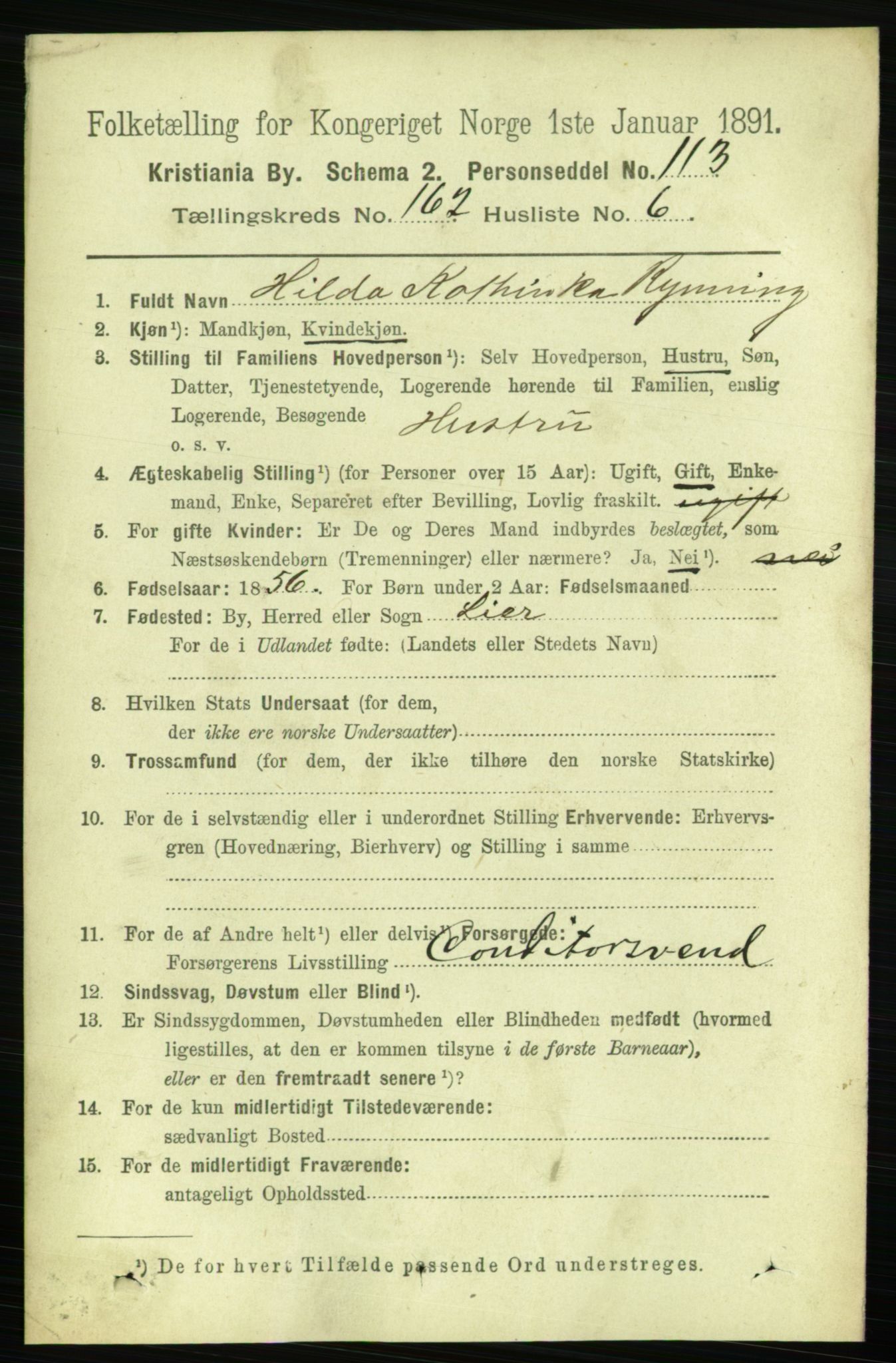 RA, 1891 census for 0301 Kristiania, 1891, p. 93127