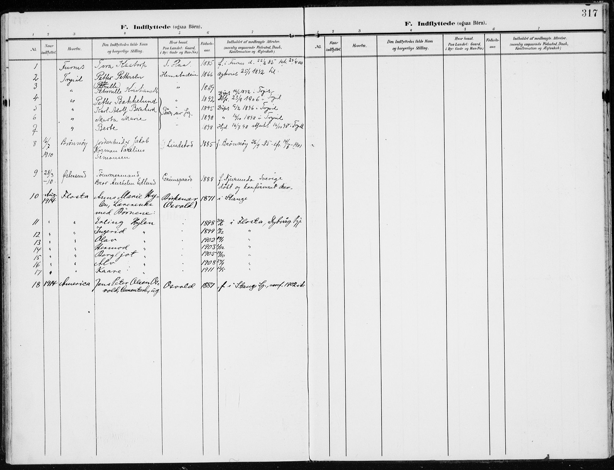 Stange prestekontor, SAH/PREST-002/K/L0024: Parish register (official) no. 24, 1906-1922, p. 317