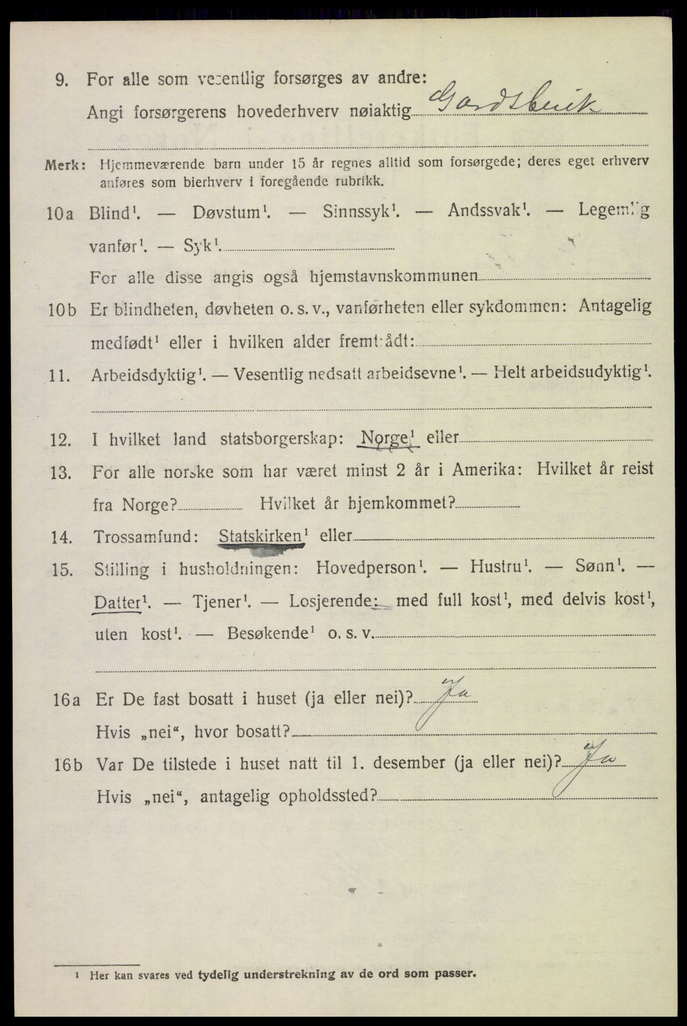 SAH, 1920 census for Vestre Toten, 1920, p. 8917