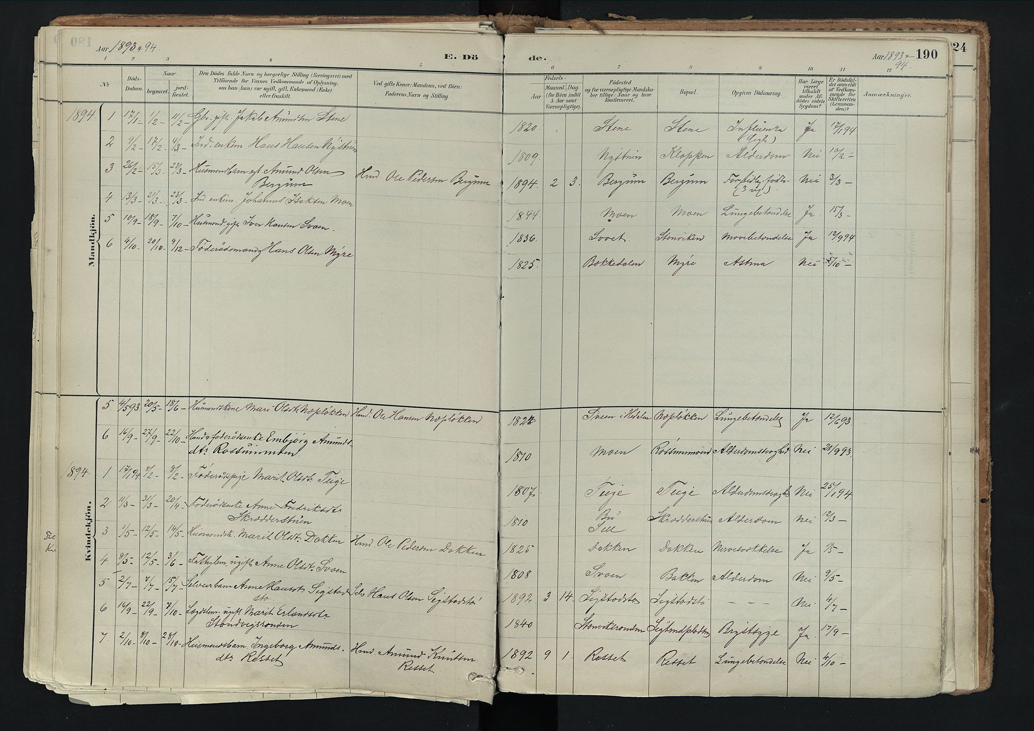 Nord-Fron prestekontor, SAH/PREST-080/H/Ha/Haa/L0003: Parish register (official) no. 3, 1884-1914, p. 190