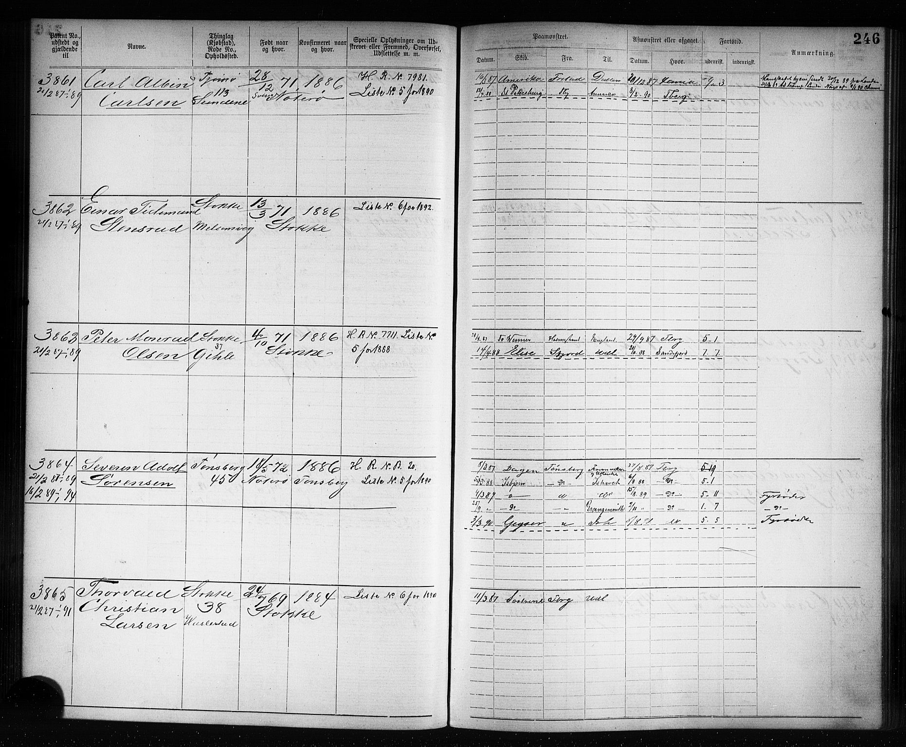 Tønsberg innrulleringskontor, AV/SAKO-A-786/F/Fb/L0007: Annotasjonsrulle Patent nr. 2636-5150, 1881-1892, p. 247