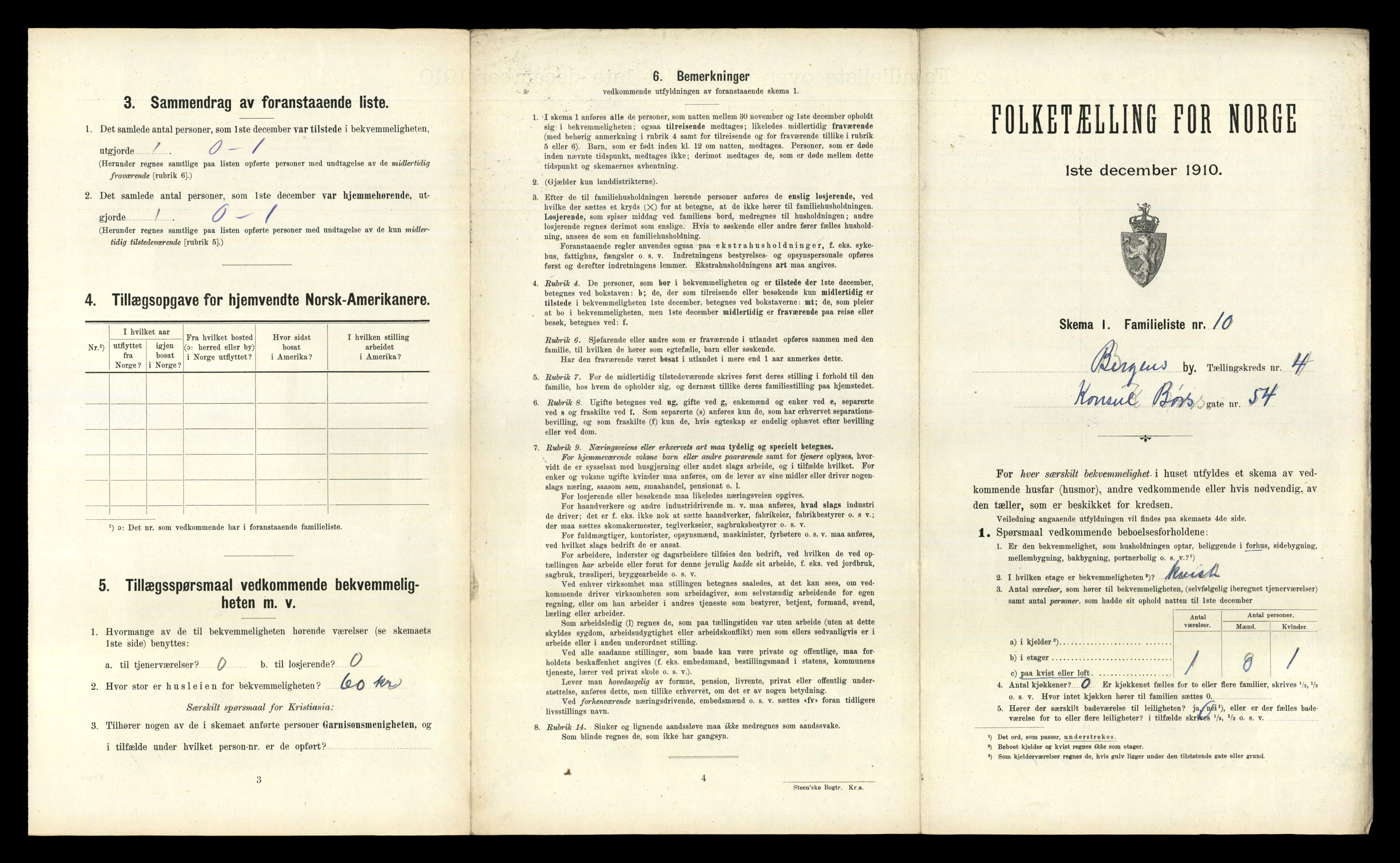 RA, 1910 census for Bergen, 1910, p. 1563