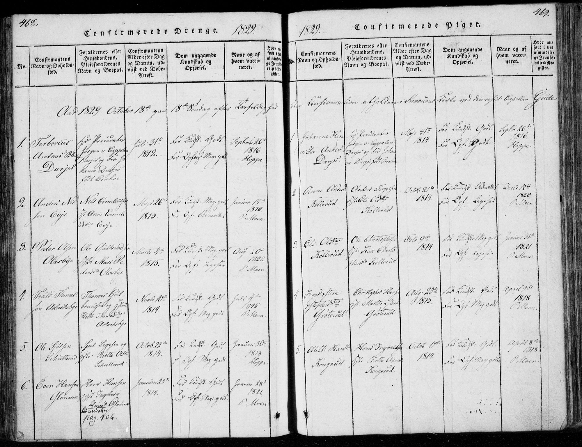 Modum kirkebøker, SAKO/A-234/F/Fa/L0006: Parish register (official) no. 6, 1832-1841, p. 468-469