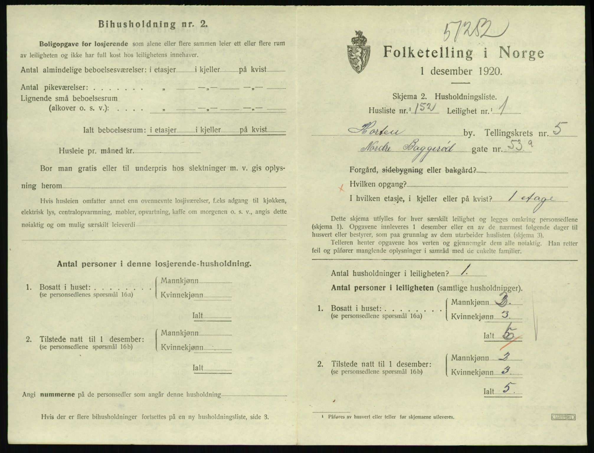 SAKO, 1920 census for Horten, 1920, p. 6179