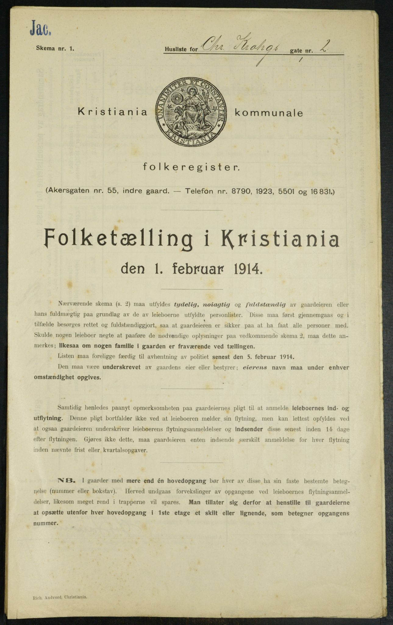 OBA, Municipal Census 1914 for Kristiania, 1914, p. 11918