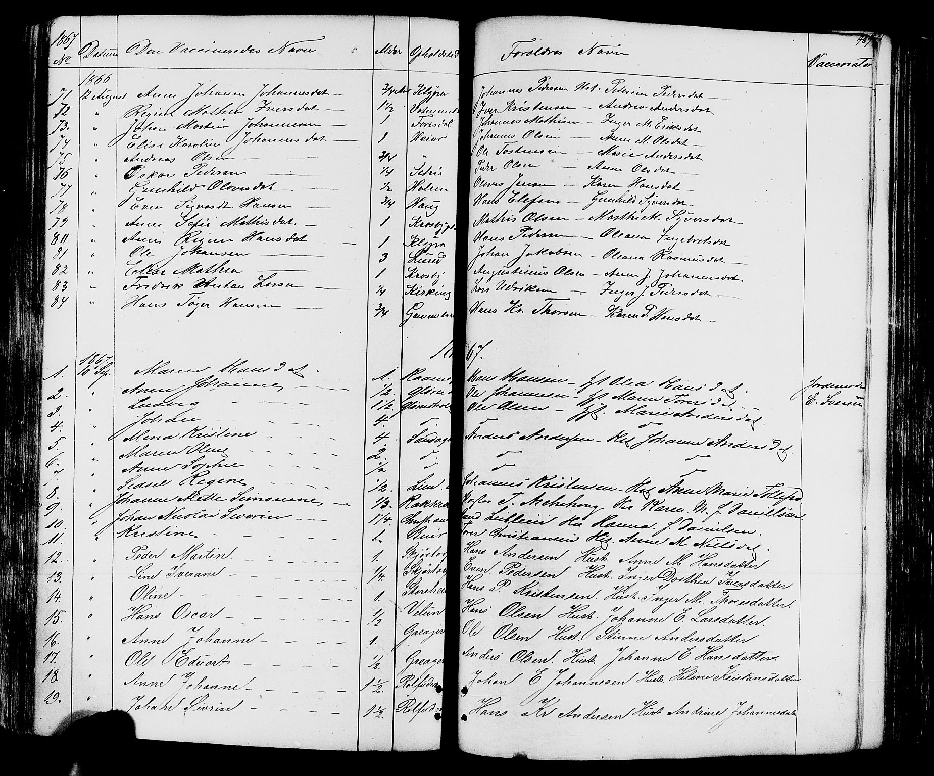Rakkestad prestekontor Kirkebøker, SAO/A-2008/F/Fa/L0011: Parish register (official) no. I 11, 1862-1877, p. 467