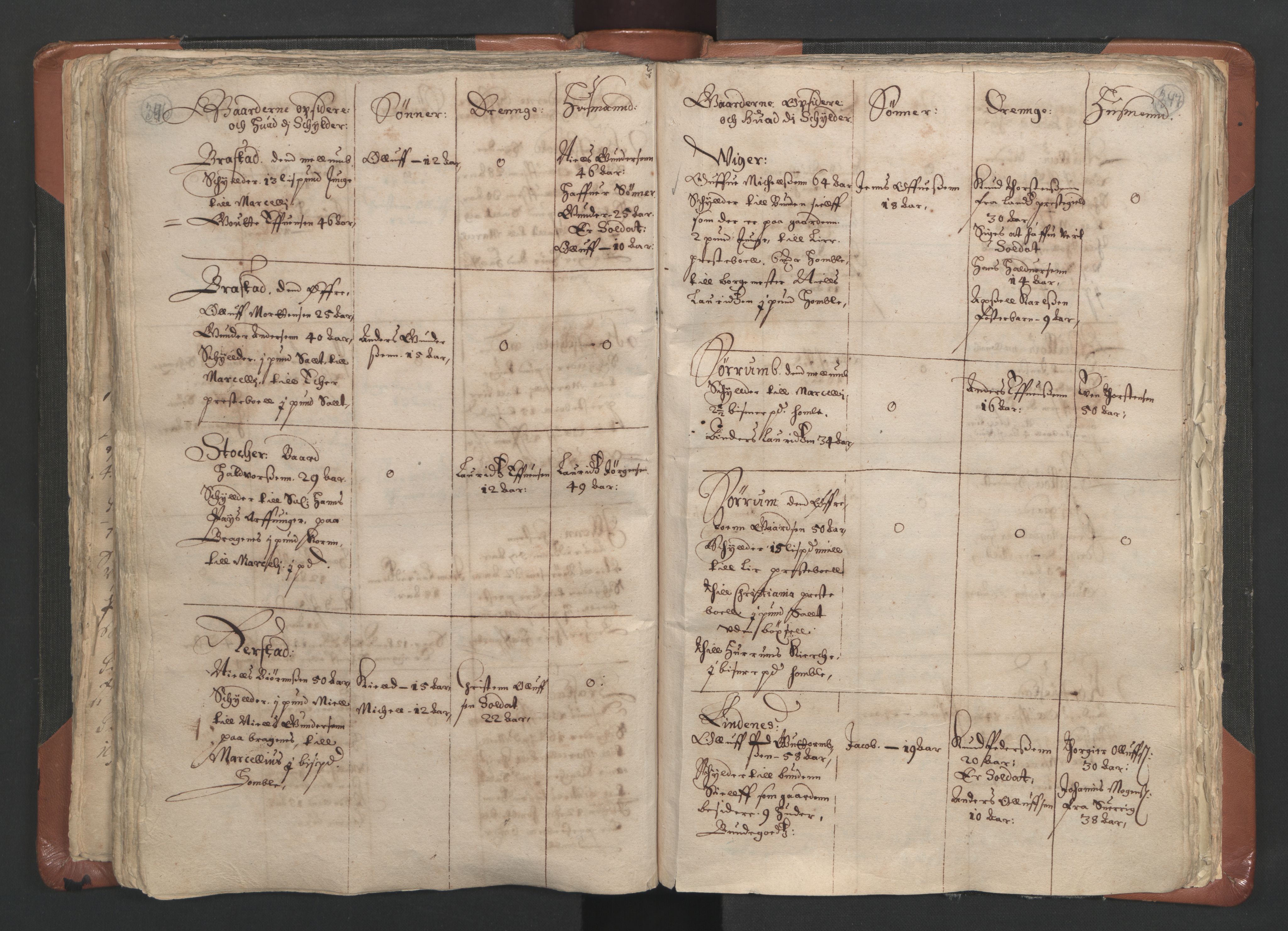 RA, Vicar's Census 1664-1666, no. 9: Bragernes deanery, 1664-1666, p. 346-347