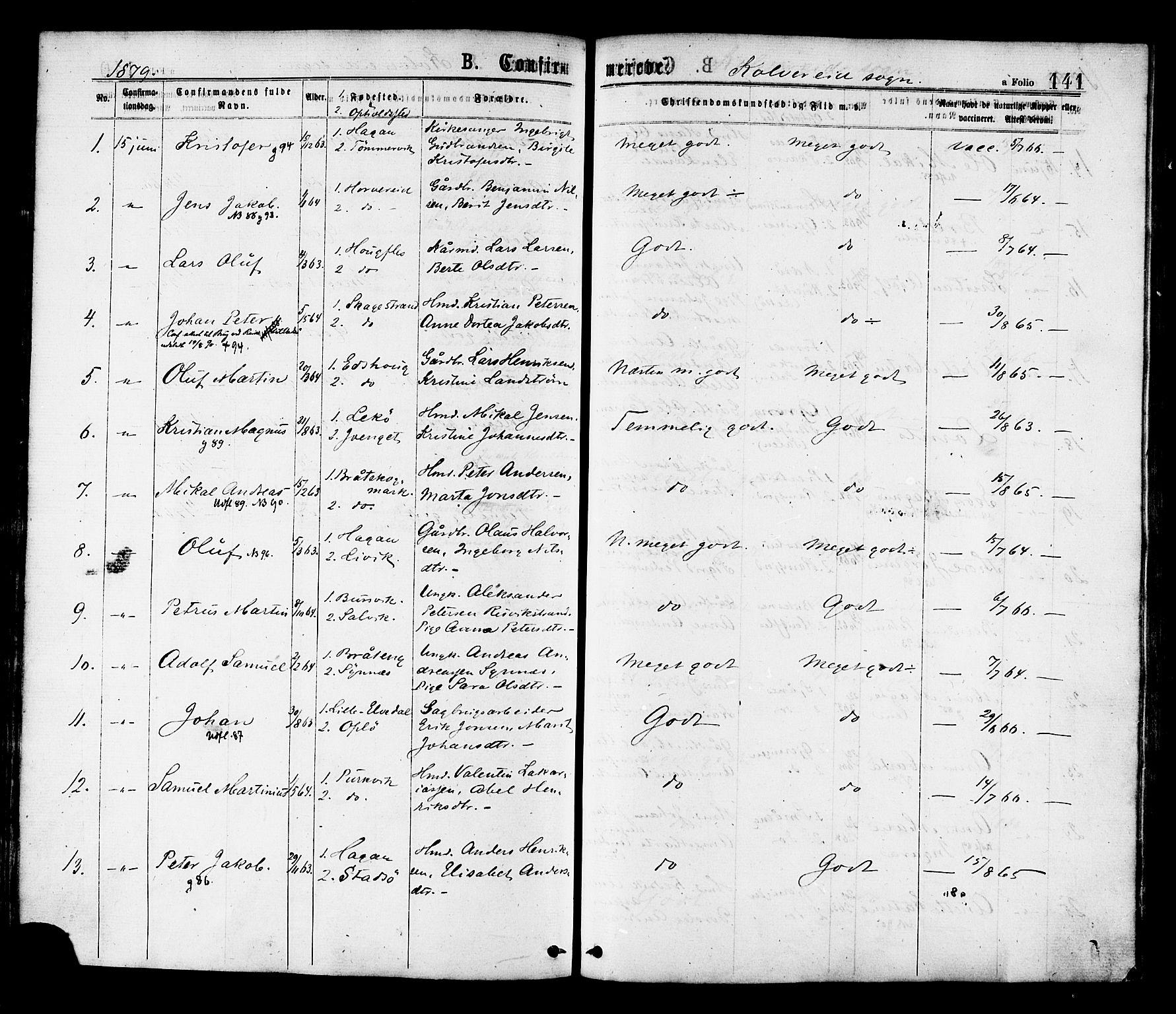 Ministerialprotokoller, klokkerbøker og fødselsregistre - Nord-Trøndelag, SAT/A-1458/780/L0642: Parish register (official) no. 780A07 /1, 1874-1885, p. 141