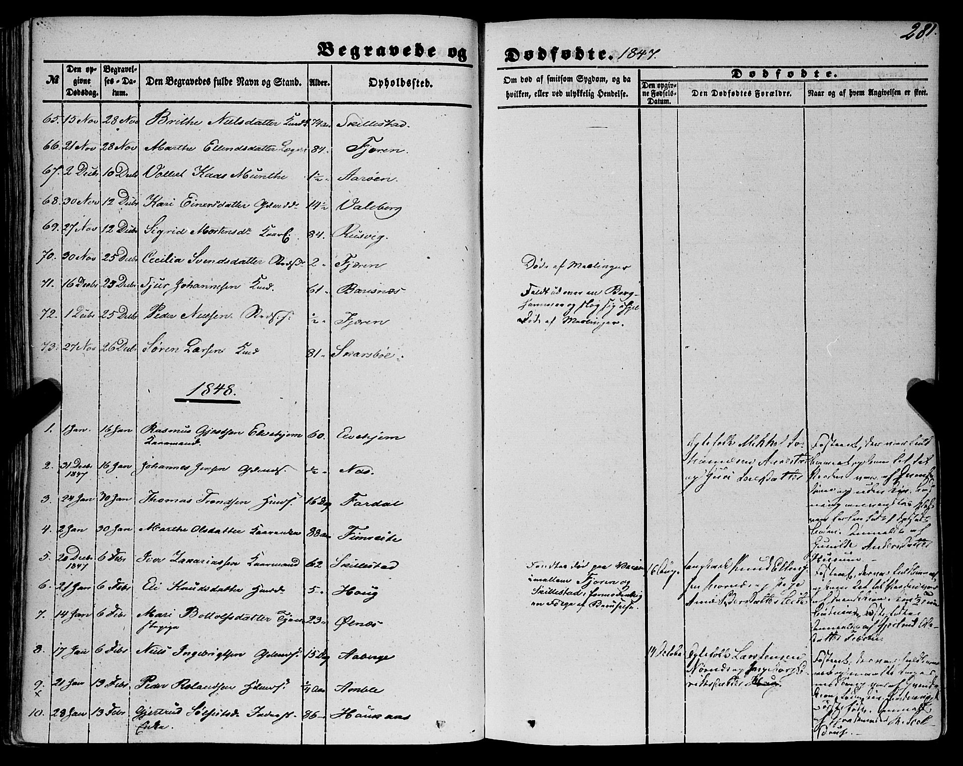 Sogndal sokneprestembete, AV/SAB-A-81301/H/Haa/Haaa/L0012II: Parish register (official) no. A 12II, 1847-1877, p. 281