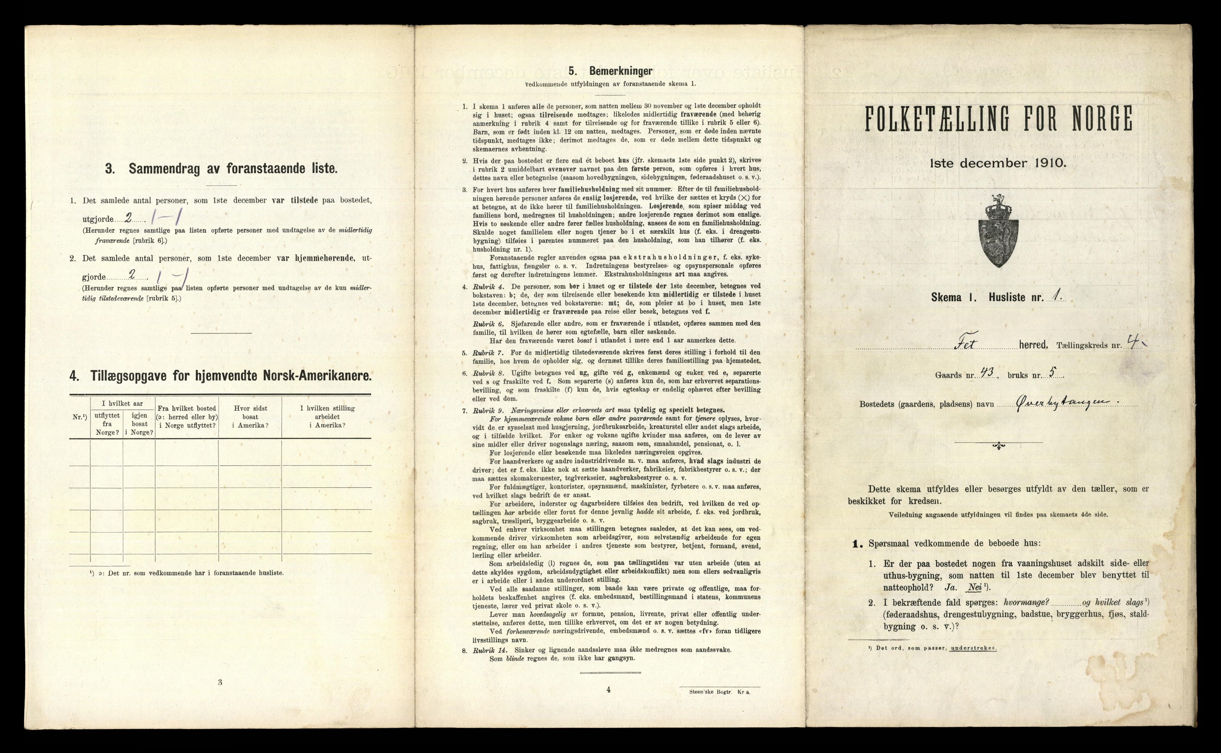 RA, 1910 census for Fet, 1910, p. 583