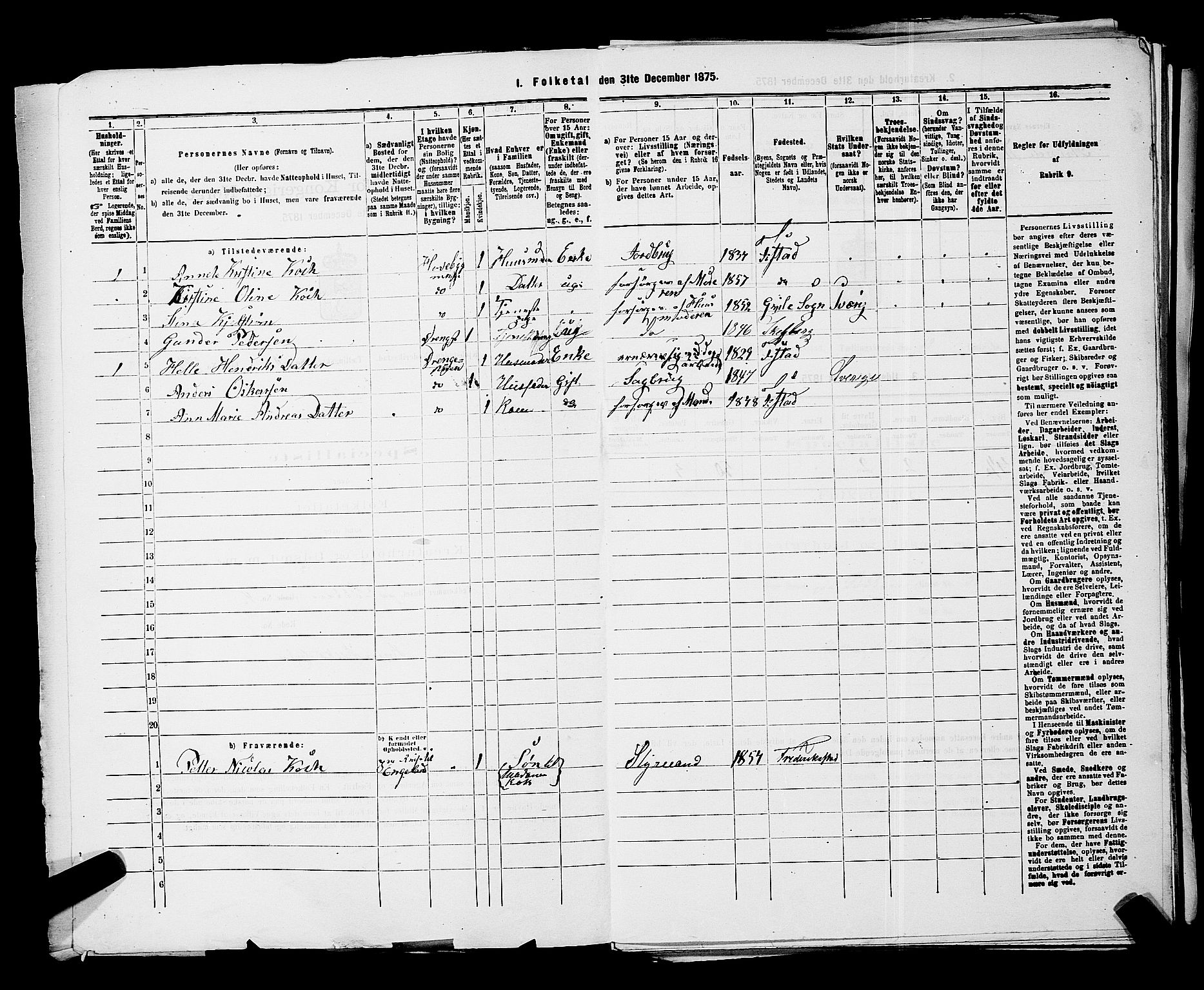 RA, 1875 census for 0103B Fredrikstad/Fredrikstad, 1875, p. 1709