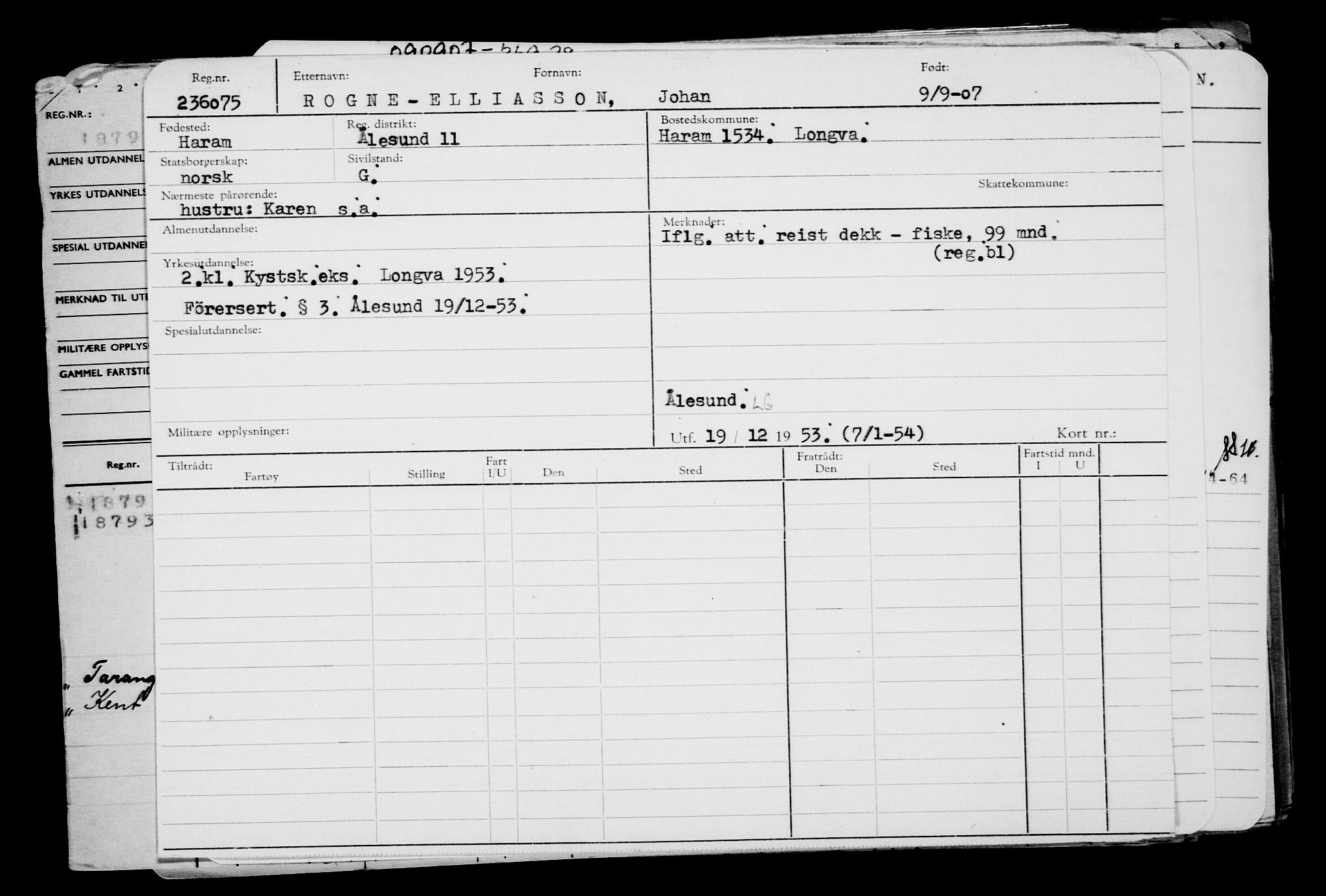 Direktoratet for sjømenn, AV/RA-S-3545/G/Gb/L0073: Hovedkort, 1907, p. 101