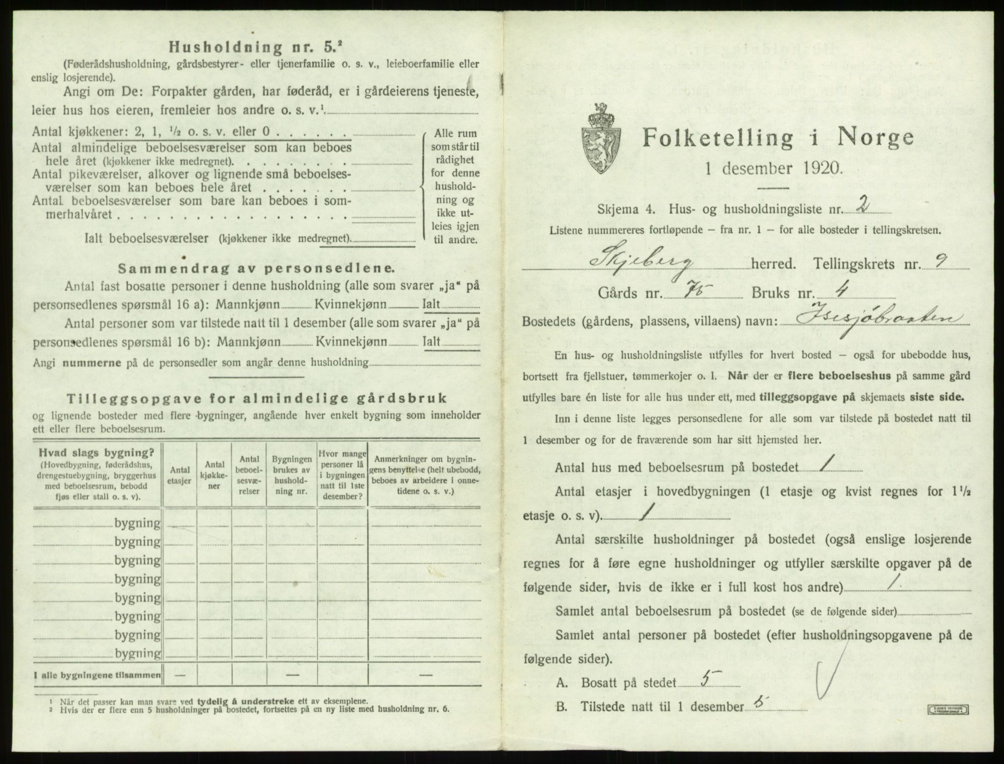 SAO, 1920 census for Skjeberg, 1920, p. 1303