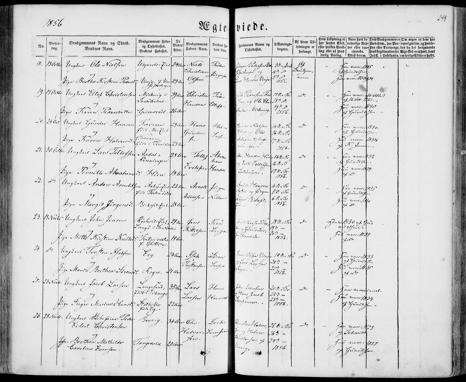 Bamble kirkebøker, AV/SAKO-A-253/F/Fa/L0005: Parish register (official) no. I 5, 1854-1869, p. 299