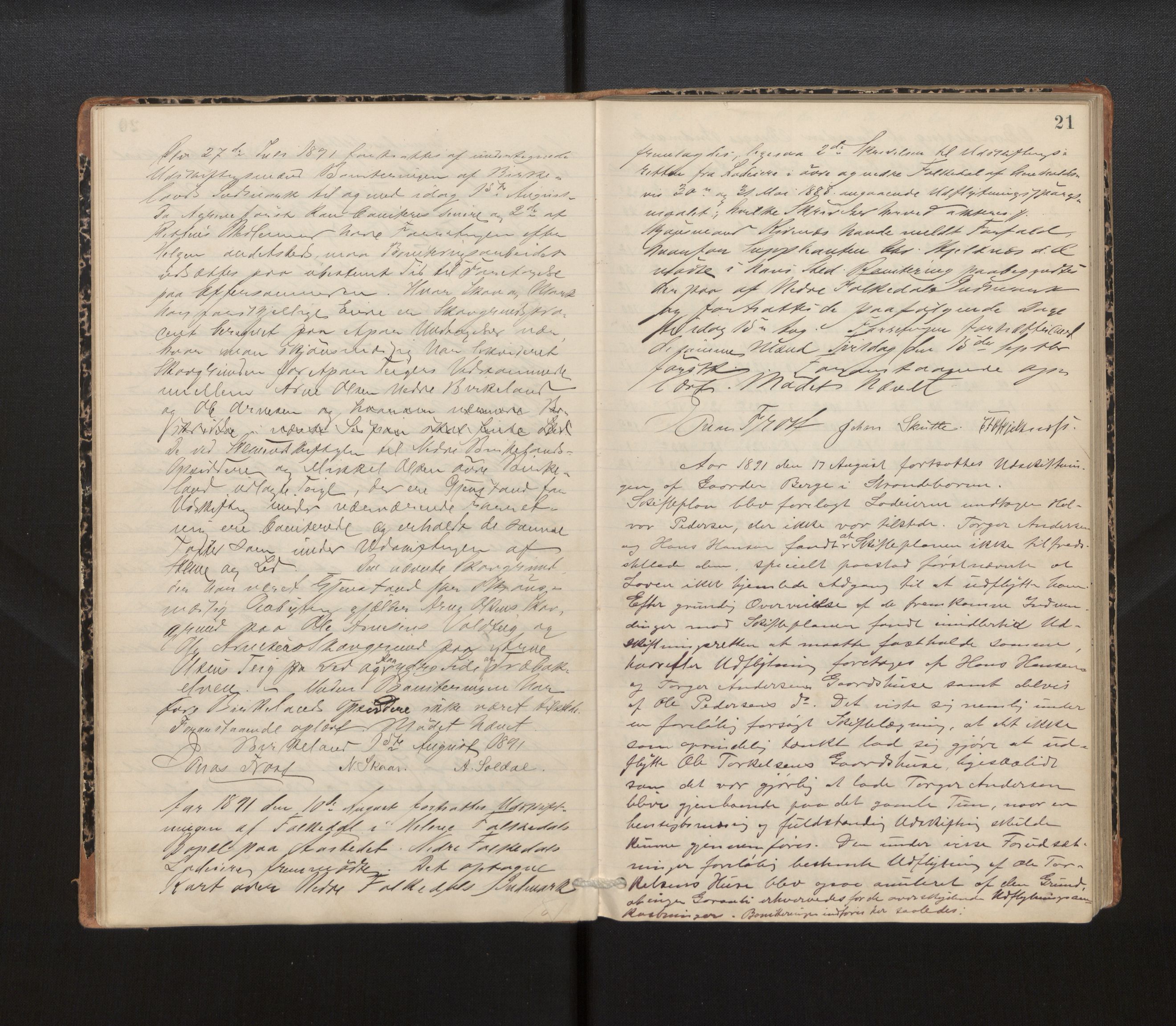 Hordaland jordskiftedøme - IV Hardanger jordskiftedistrikt, AV/SAB-A-7101/A/Aa/L0013: Forhandlingsprotokoll, 1890-1894, p. 20b-21a