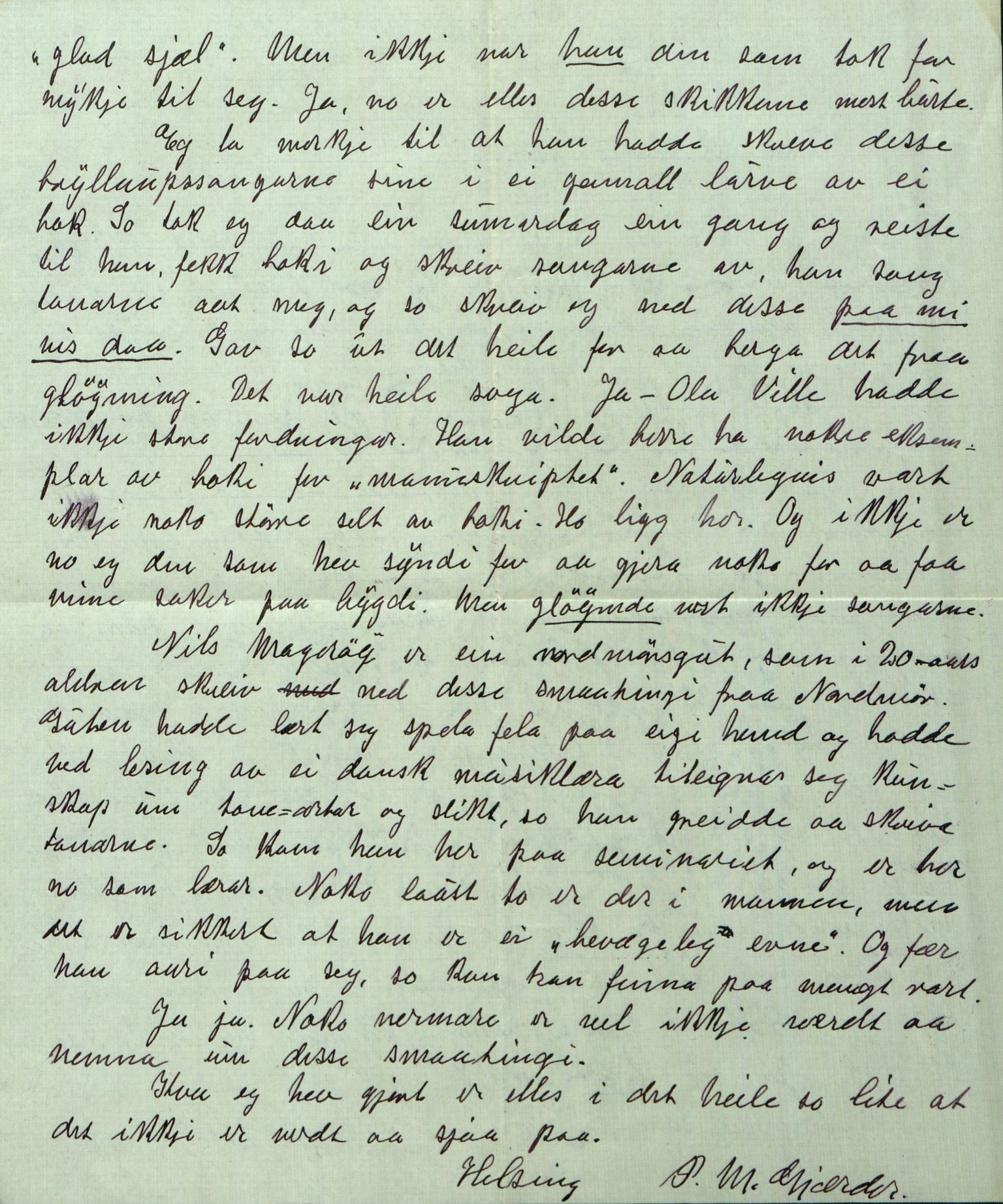 Rikard Berge, TEMU/TGM-A-1003/F/L0005/0014: 160-200 / 173 Biografiar. Brev til Berge frå Ingebr. Flønæs, delvis biografisk