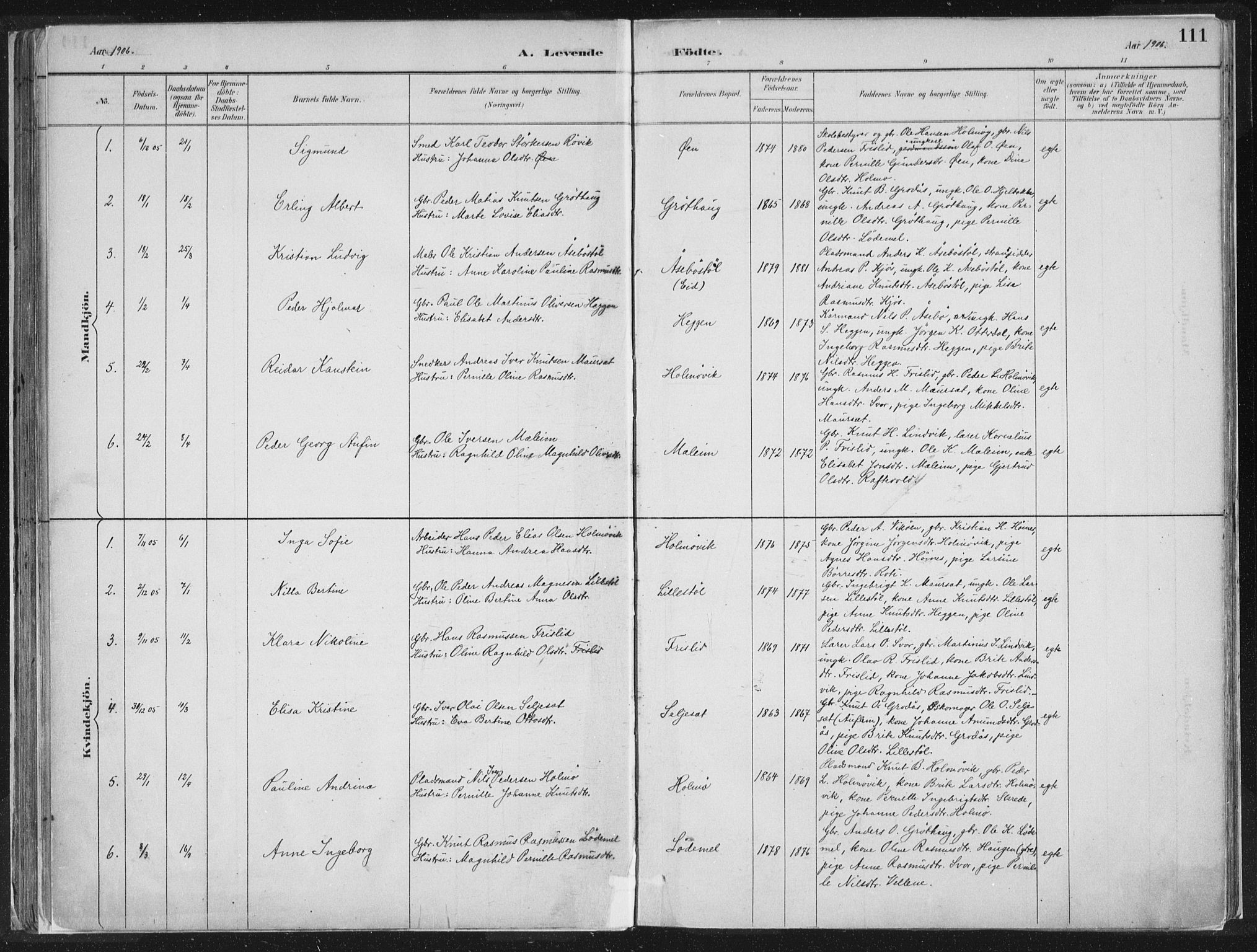 Hornindal sokneprestembete, SAB/A-82401/H/Haa/Haaa/L0003/0001: Parish register (official) no. A 3A, 1887-1917, p. 111