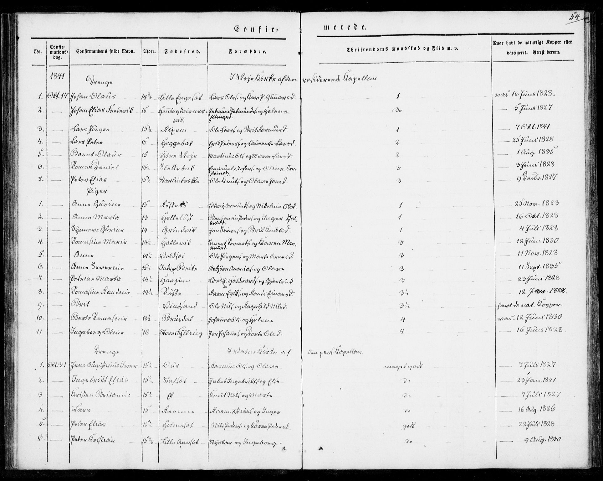 Ministerialprotokoller, klokkerbøker og fødselsregistre - Møre og Romsdal, AV/SAT-A-1454/524/L0352: Parish register (official) no. 524A04, 1838-1847, p. 54