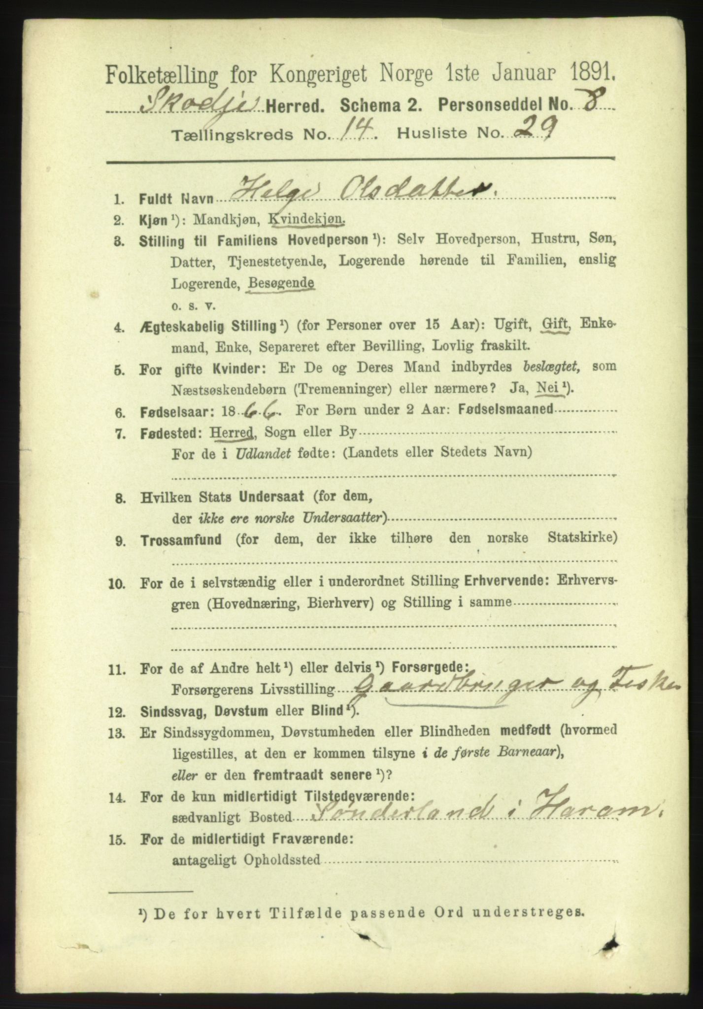 RA, 1891 census for 1529 Skodje, 1891, p. 3184