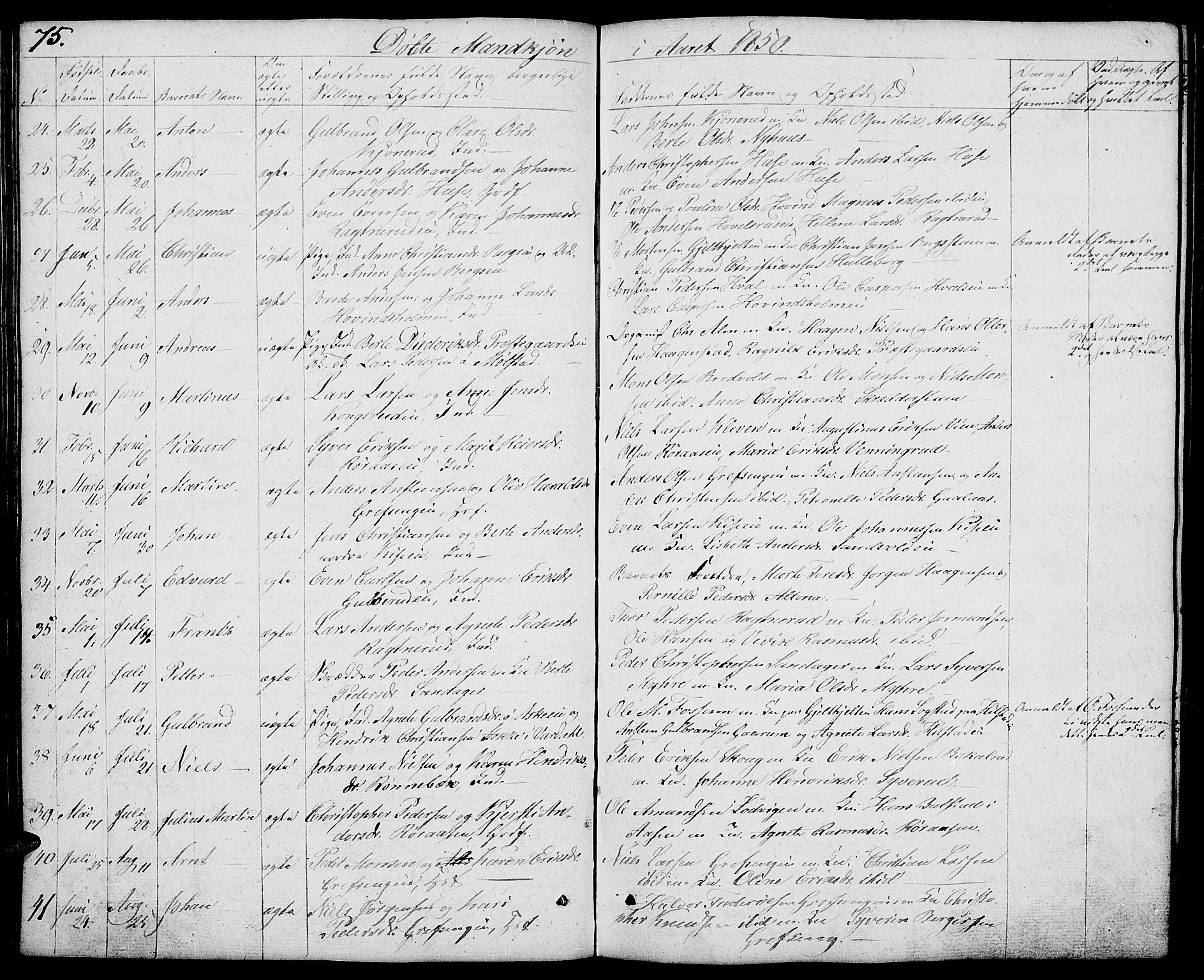 Nes prestekontor, Hedmark, AV/SAH-PREST-020/L/La/L0004: Parish register (copy) no. 4, 1832-1861, p. 75