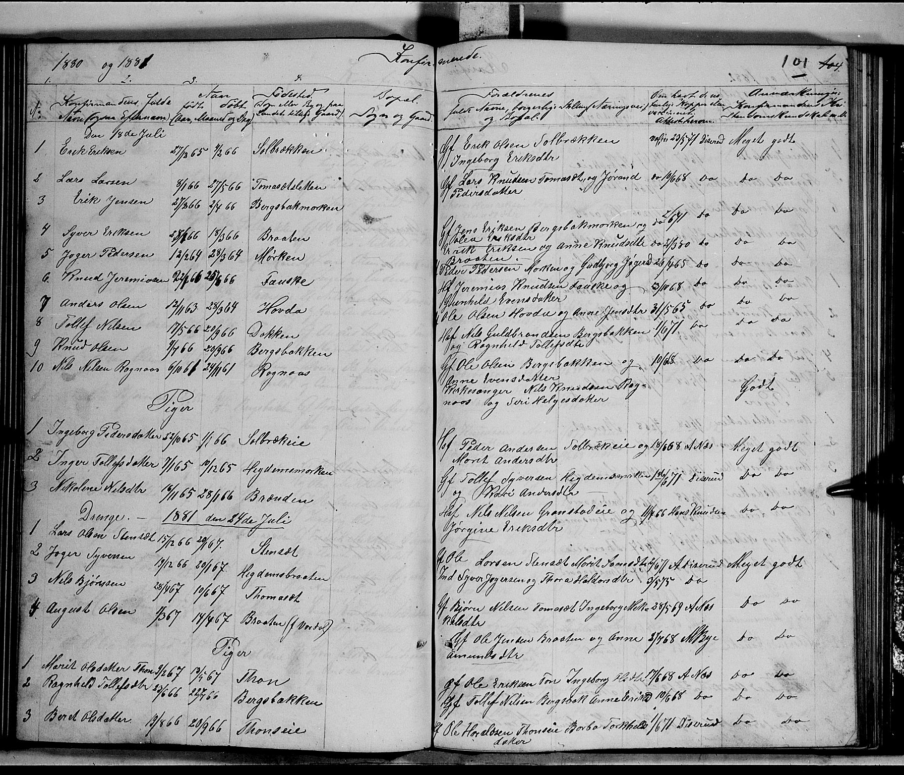 Nord-Aurdal prestekontor, AV/SAH-PREST-132/H/Ha/Hab/L0005: Parish register (copy) no. 5, 1876-1895, p. 101