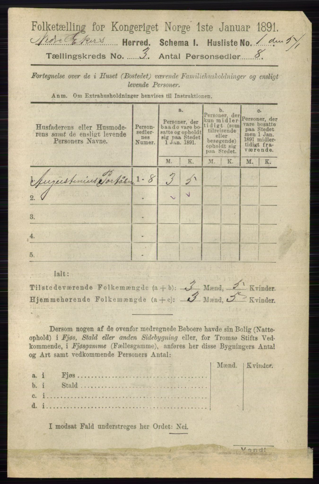 RA, 1891 census for 0625 Nedre Eiker, 1891, p. 1064