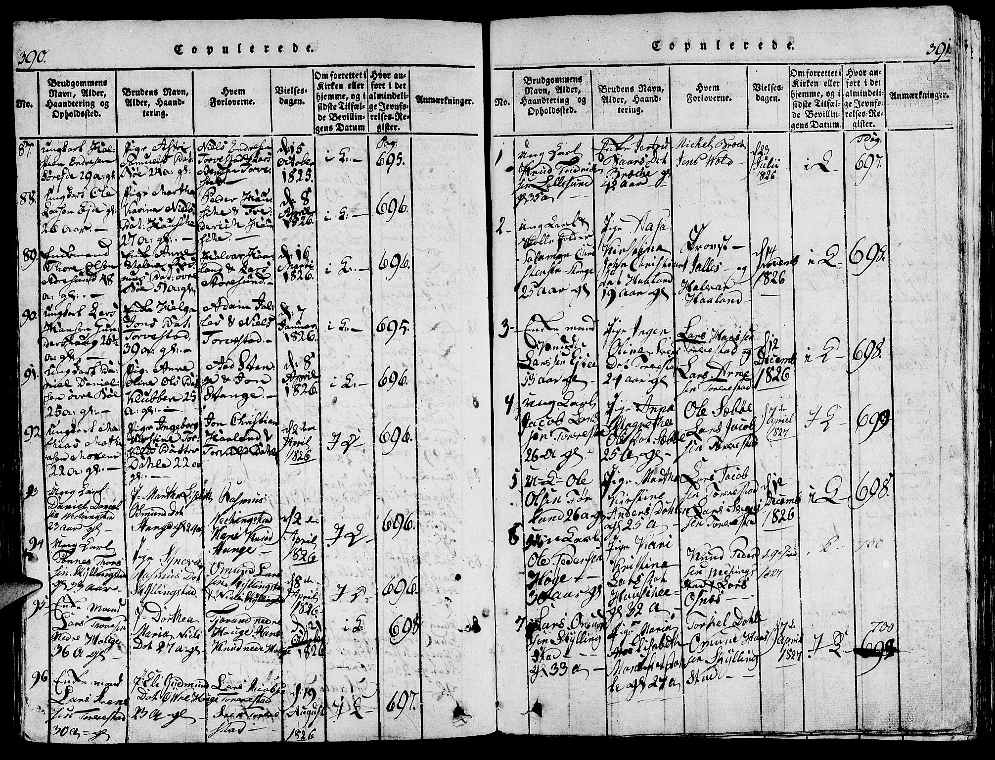 Torvastad sokneprestkontor, AV/SAST-A -101857/H/Ha/Hab/L0001: Parish register (copy) no. B 1 /1, 1817-1835, p. 390-391