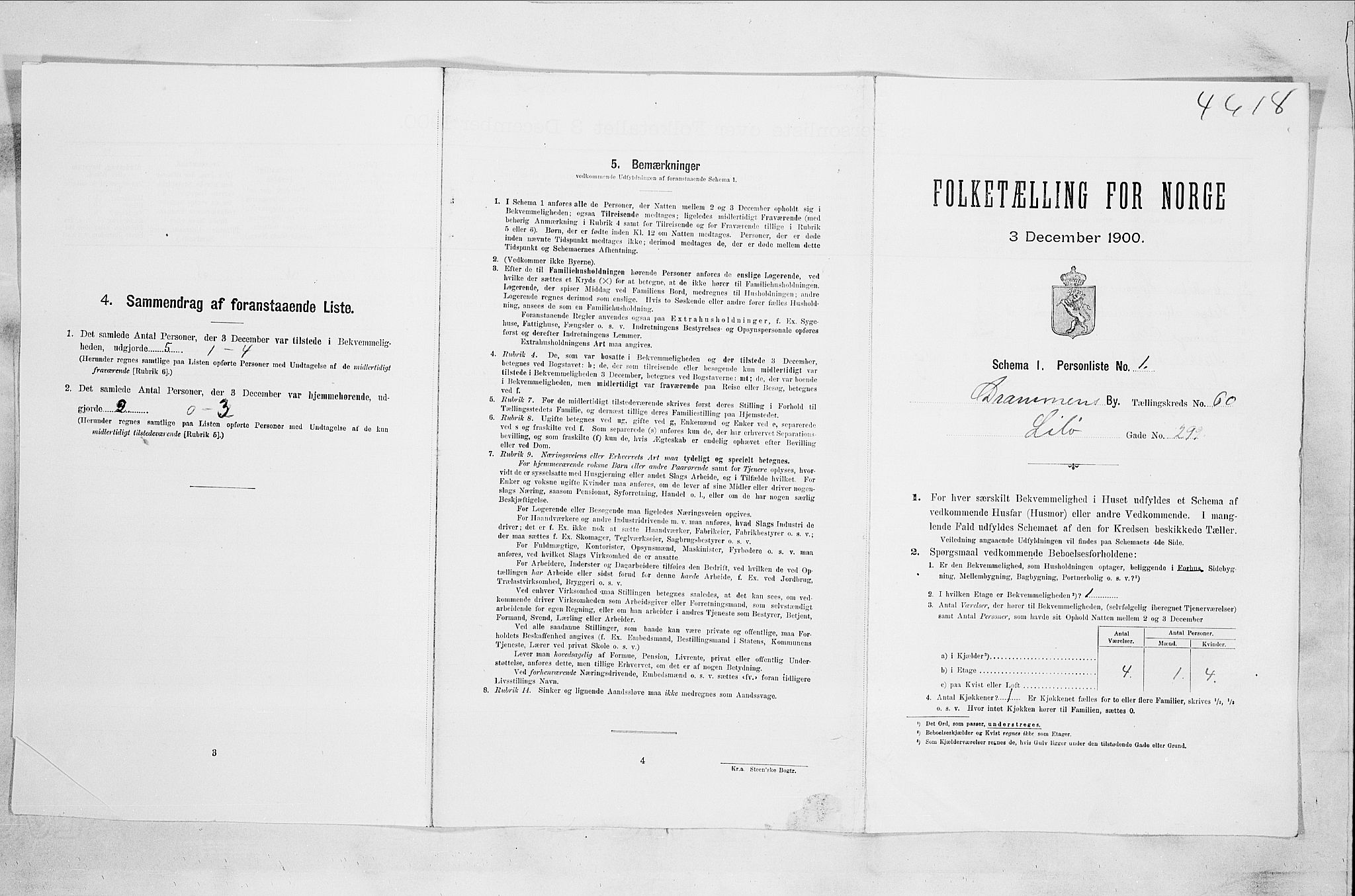 RA, 1900 census for Drammen, 1900, p. 10503