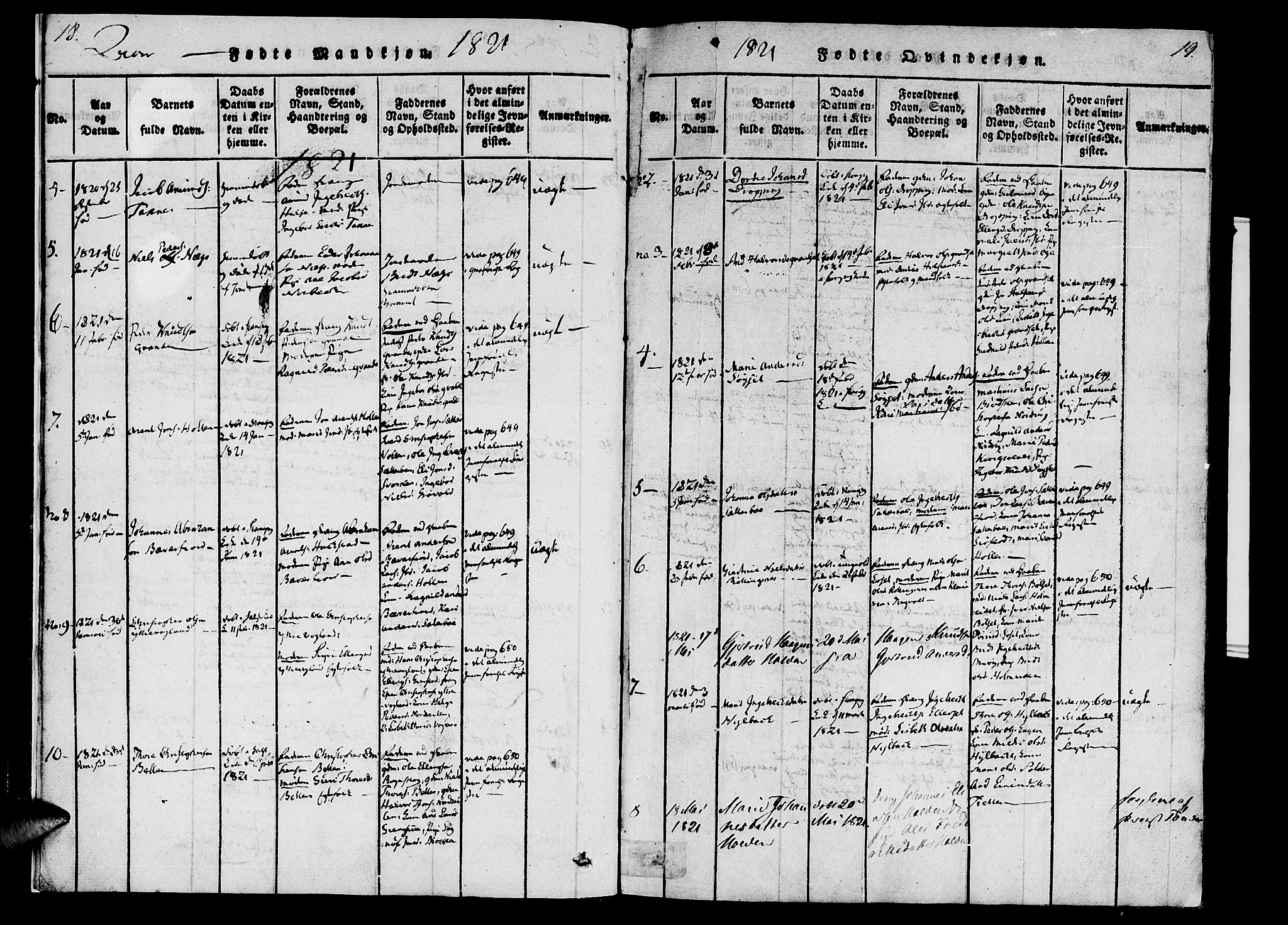 Ministerialprotokoller, klokkerbøker og fødselsregistre - Møre og Romsdal, AV/SAT-A-1454/592/L1023: Parish register (official) no. 592A02, 1820-1830, p. 18-19