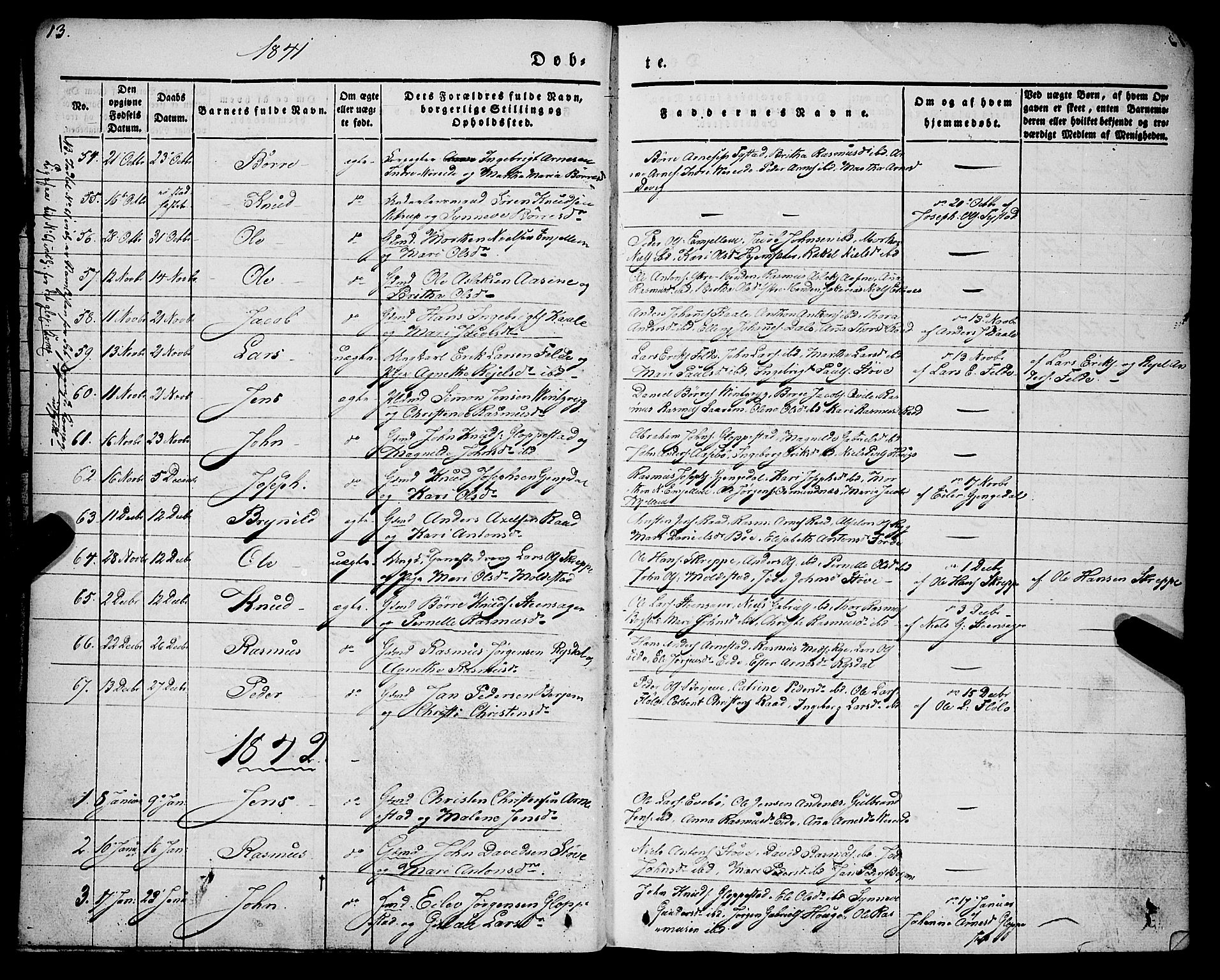 Gloppen sokneprestembete, AV/SAB-A-80101/H/Haa/Haaa/L0008: Parish register (official) no. A 8, 1837-1855, p. 13