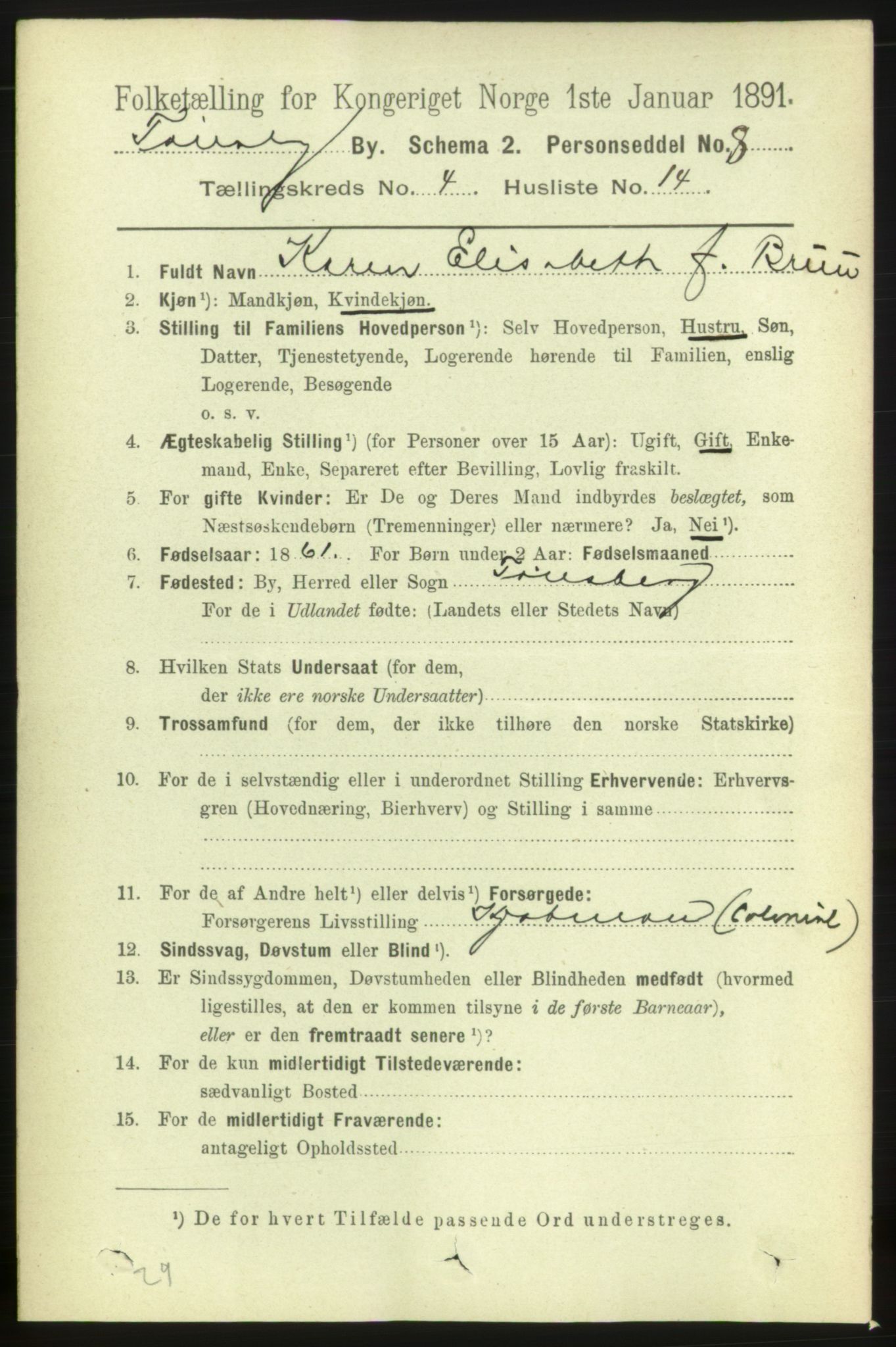 RA, 1891 census for 0705 Tønsberg, 1891, p. 2187