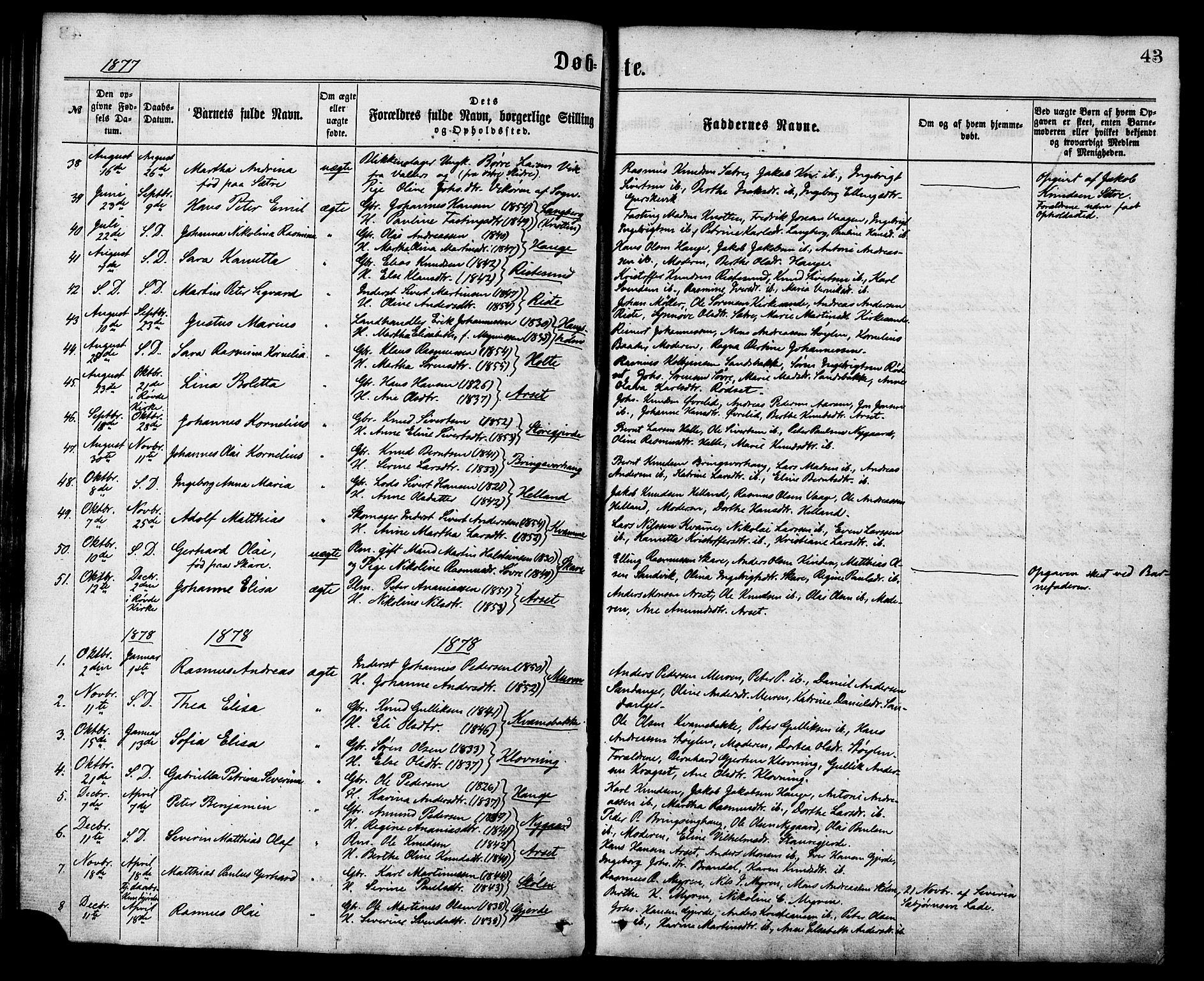 Ministerialprotokoller, klokkerbøker og fødselsregistre - Møre og Romsdal, AV/SAT-A-1454/503/L0035: Parish register (official) no. 503A03, 1865-1884, p. 43