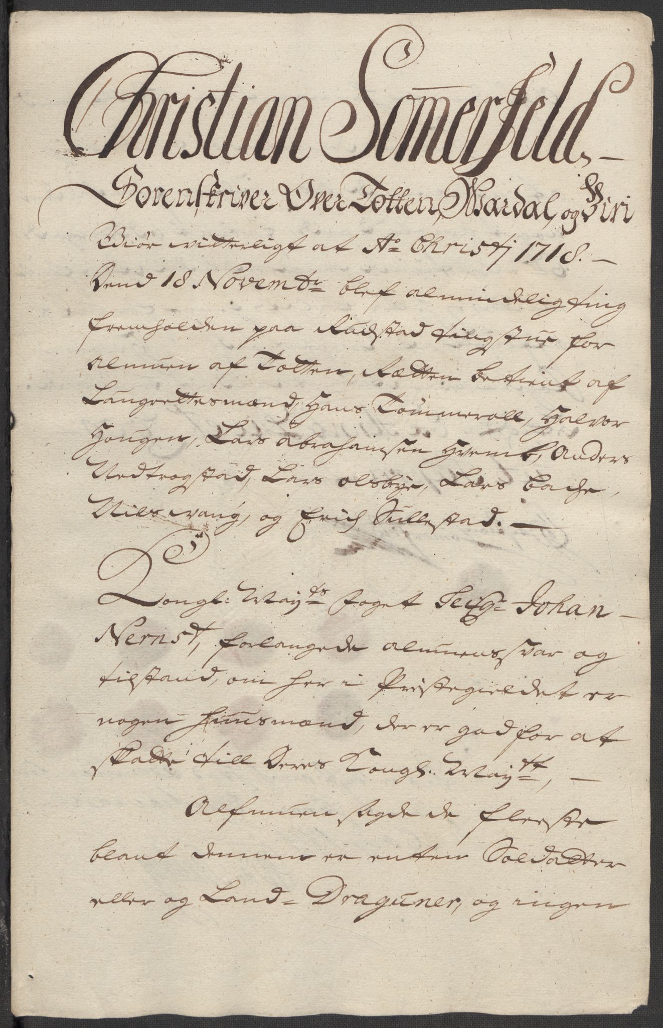 Rentekammeret inntil 1814, Reviderte regnskaper, Fogderegnskap, AV/RA-EA-4092/R18/L1320: Fogderegnskap Hadeland, Toten og Valdres, 1718, p. 9