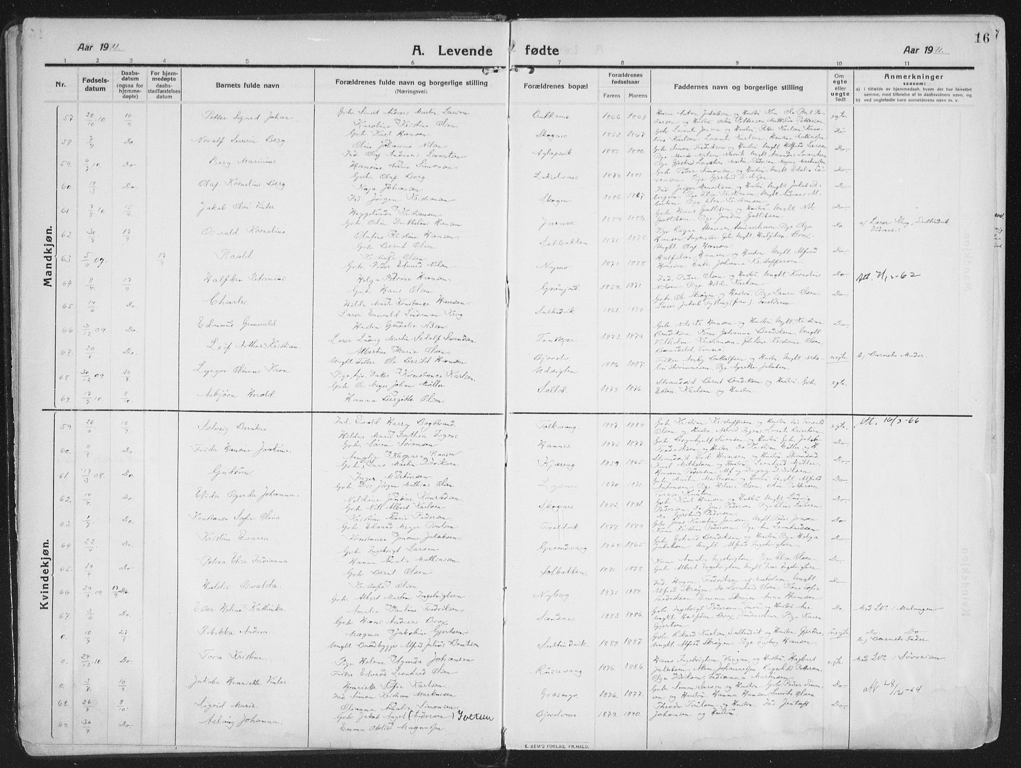 Lenvik sokneprestembete, SATØ/S-1310/H/Ha/Haa/L0016kirke: Parish register (official) no. 16, 1910-1924, p. 16