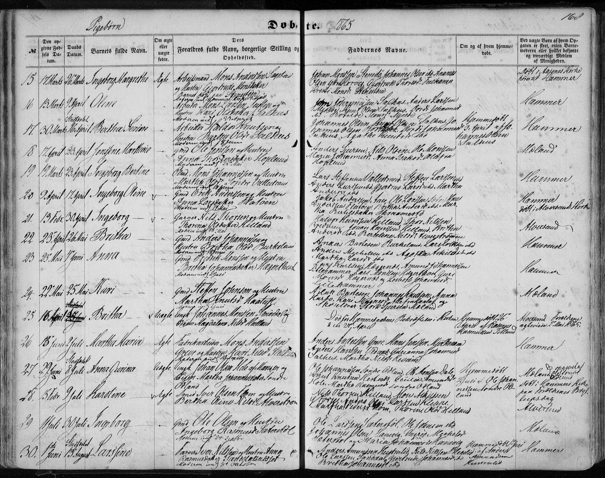 Hamre sokneprestembete, SAB/A-75501/H/Ha/Haa/Haaa/L0014: Parish register (official) no. A 14, 1858-1872, p. 168