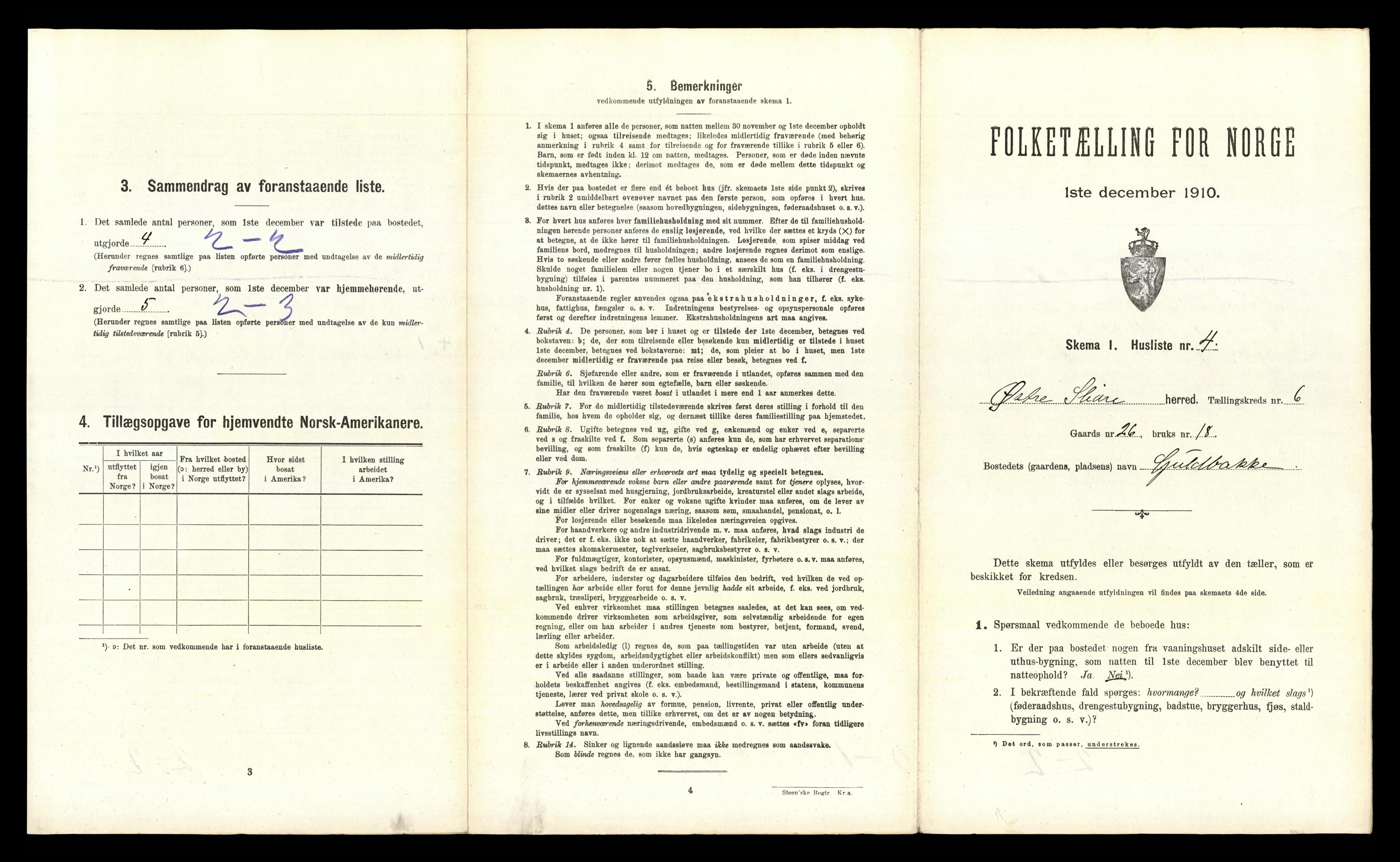 RA, 1910 census for Øystre Slidre, 1910, p. 526