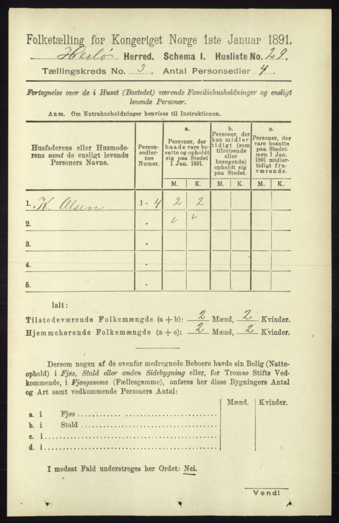 RA, 1891 census for 1258 Herdla, 1891, p. 1047