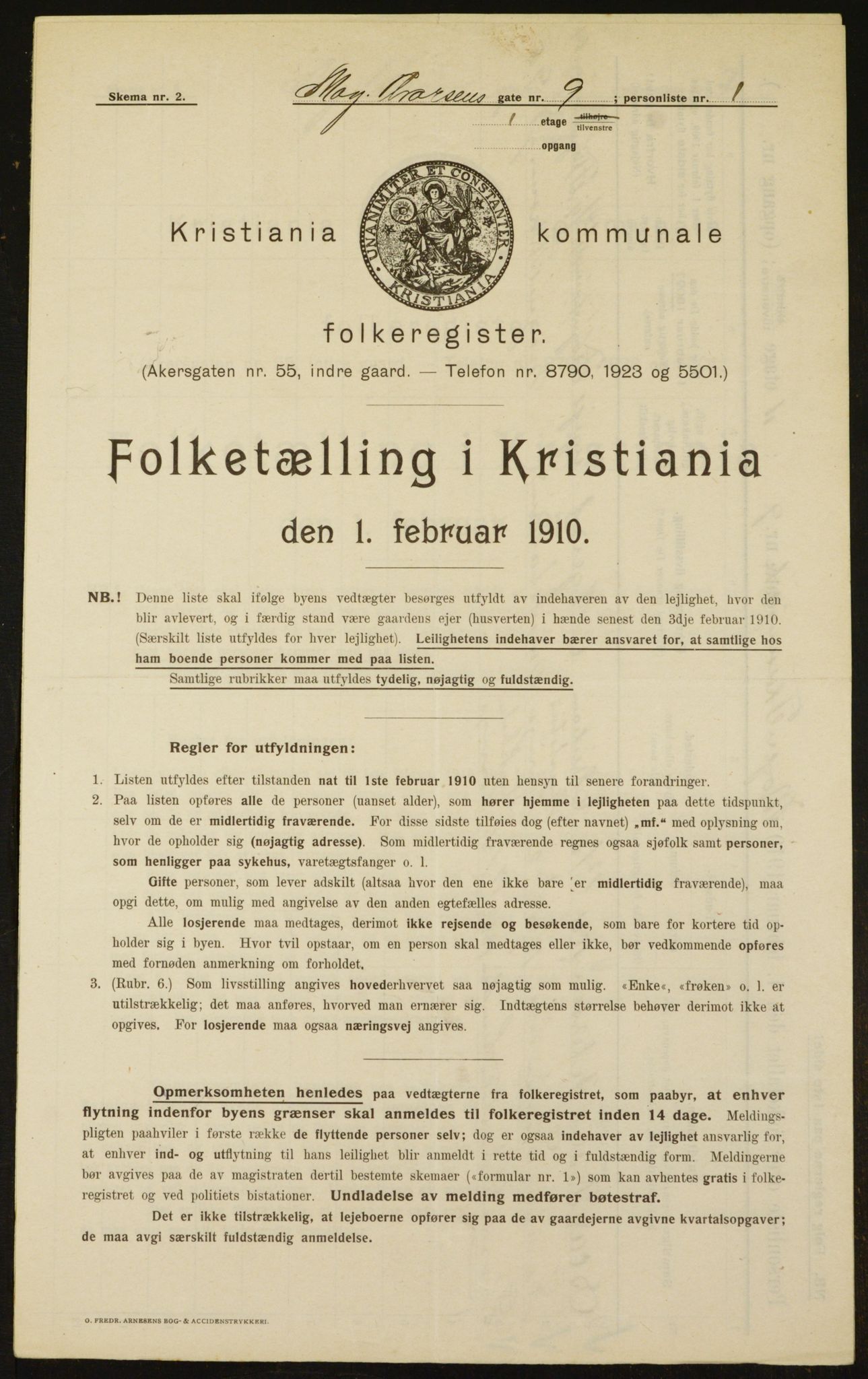 OBA, Municipal Census 1910 for Kristiania, 1910, p. 63493