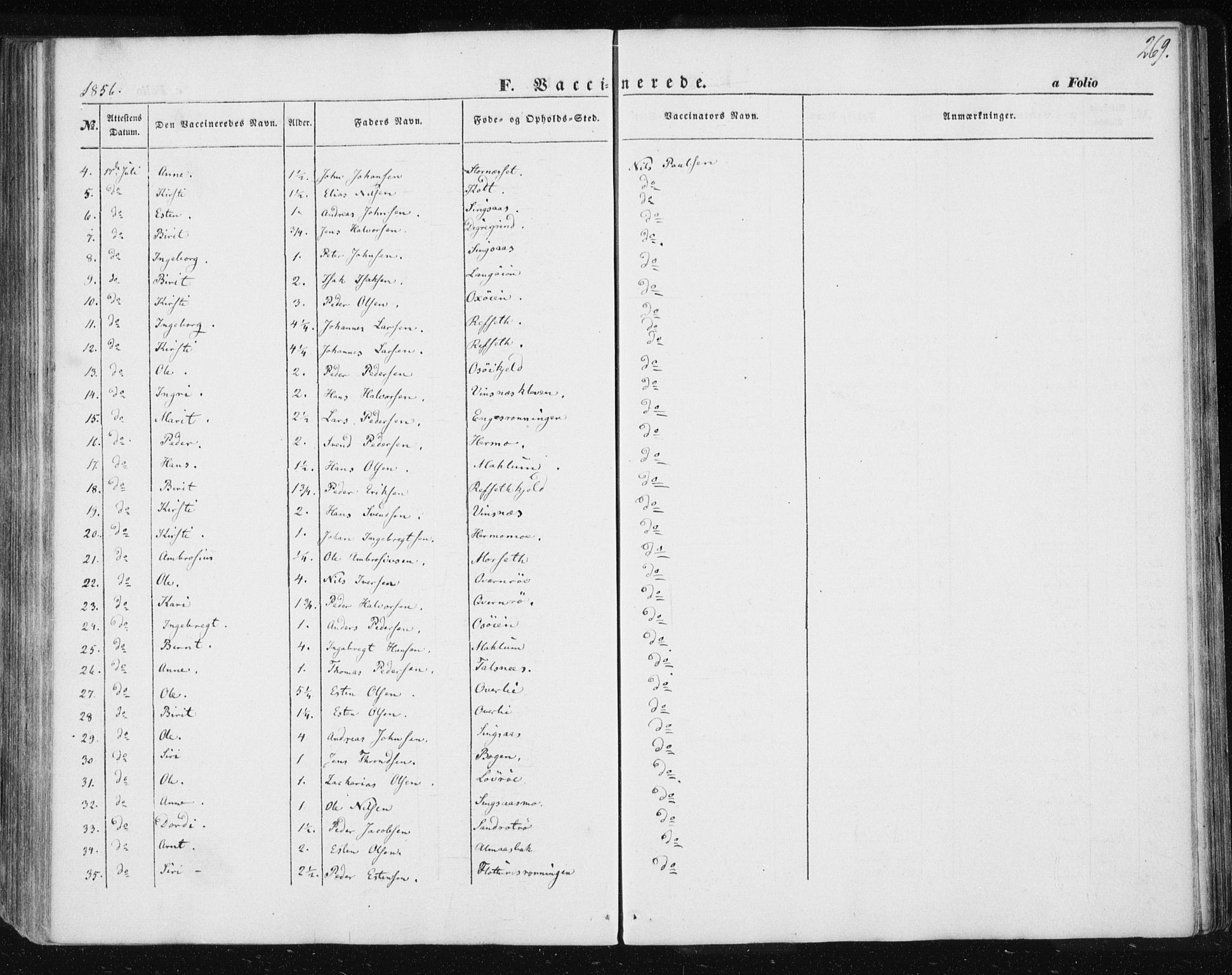 Ministerialprotokoller, klokkerbøker og fødselsregistre - Sør-Trøndelag, SAT/A-1456/685/L0964: Parish register (official) no. 685A06 /2, 1846-1859, p. 269