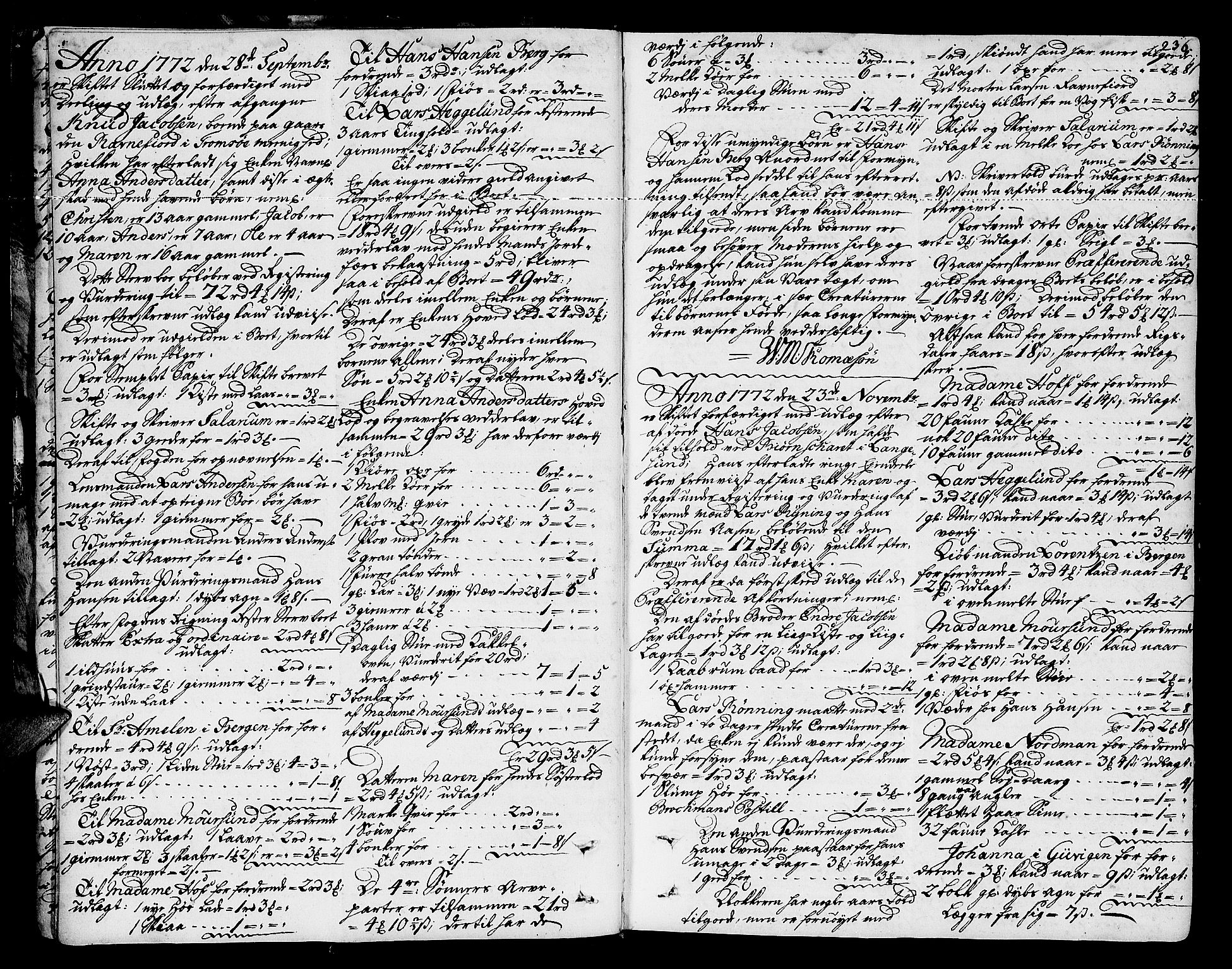 Senja og Tromsø sorenskriveri , AV/SATØ-SATØ-31/H/Hb/L0139: Skifteutlodningsprotokoller, 1752-1778, p. 235b-236a