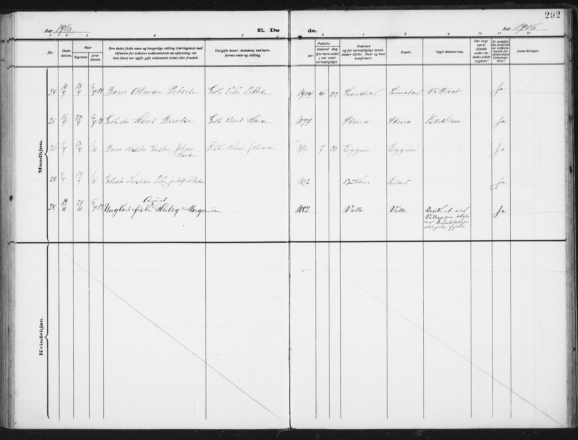 Ministerialprotokoller, klokkerbøker og fødselsregistre - Nordland, AV/SAT-A-1459/880/L1135: Parish register (official) no. 880A09, 1908-1919, p. 292