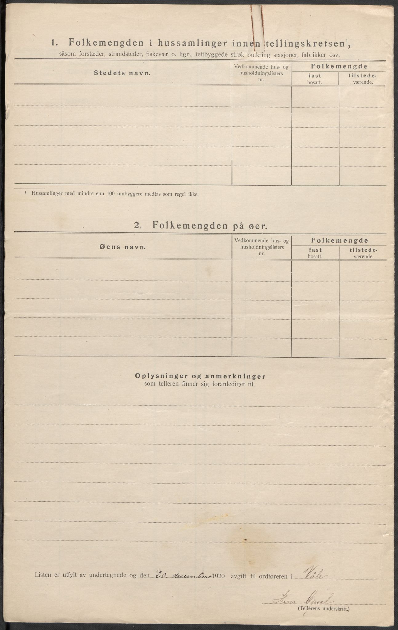 SAKO, 1920 census for Våle, 1920, p. 10