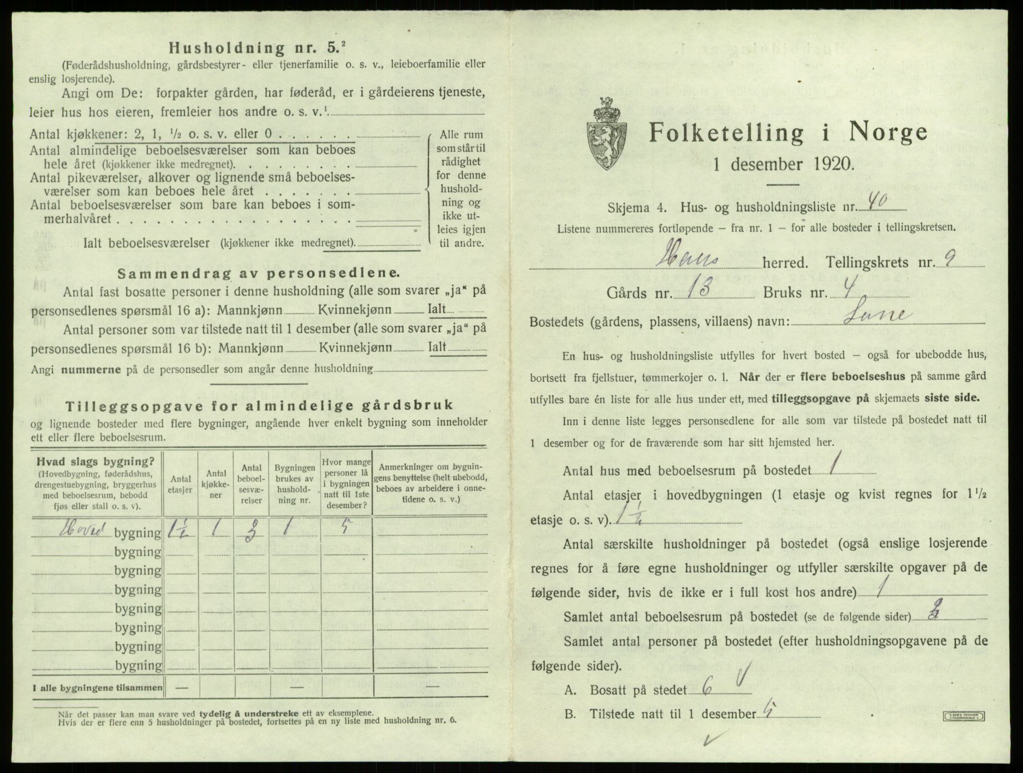 SAB, 1920 census for Haus, 1920, p. 721