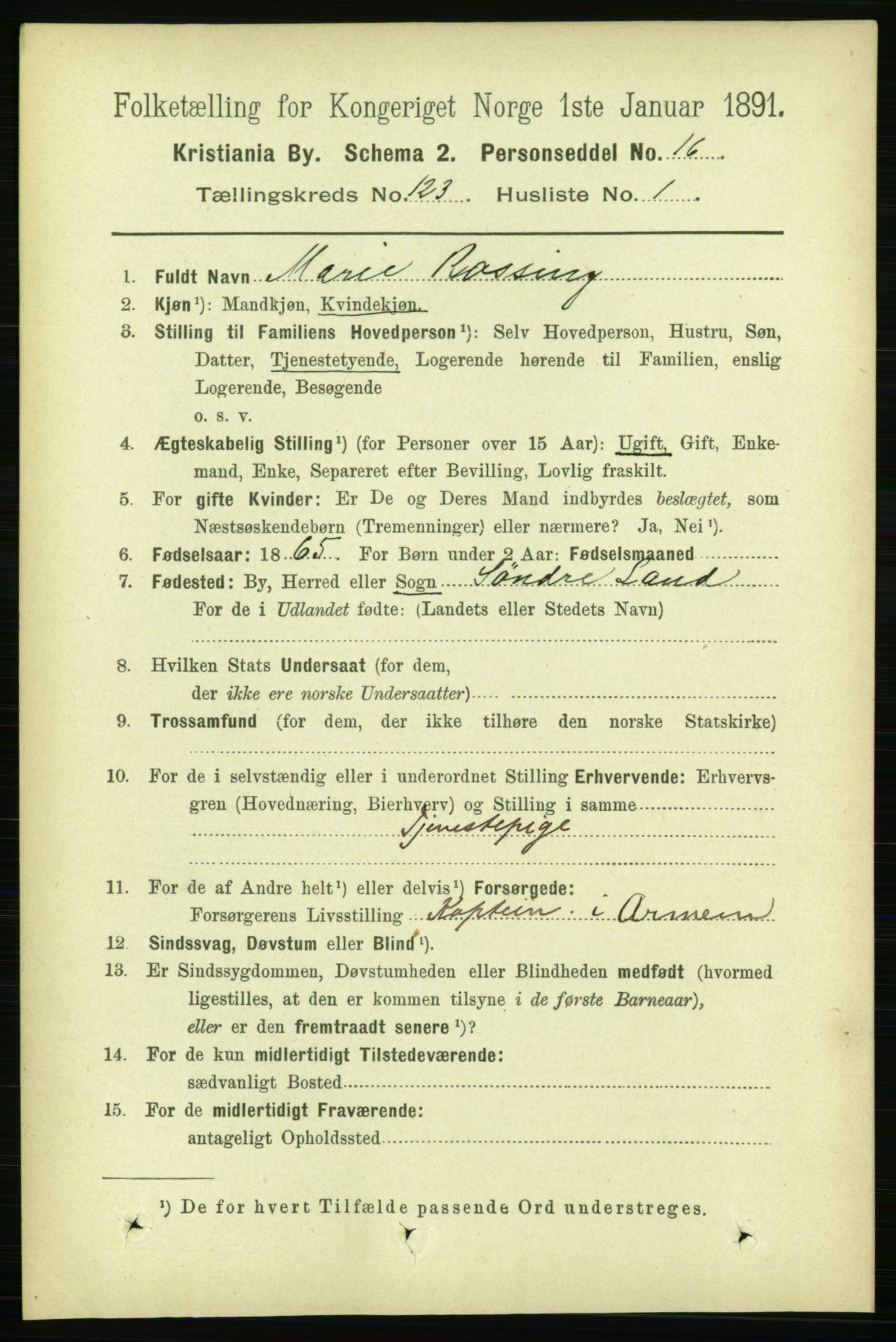 RA, 1891 census for 0301 Kristiania, 1891, p. 65121
