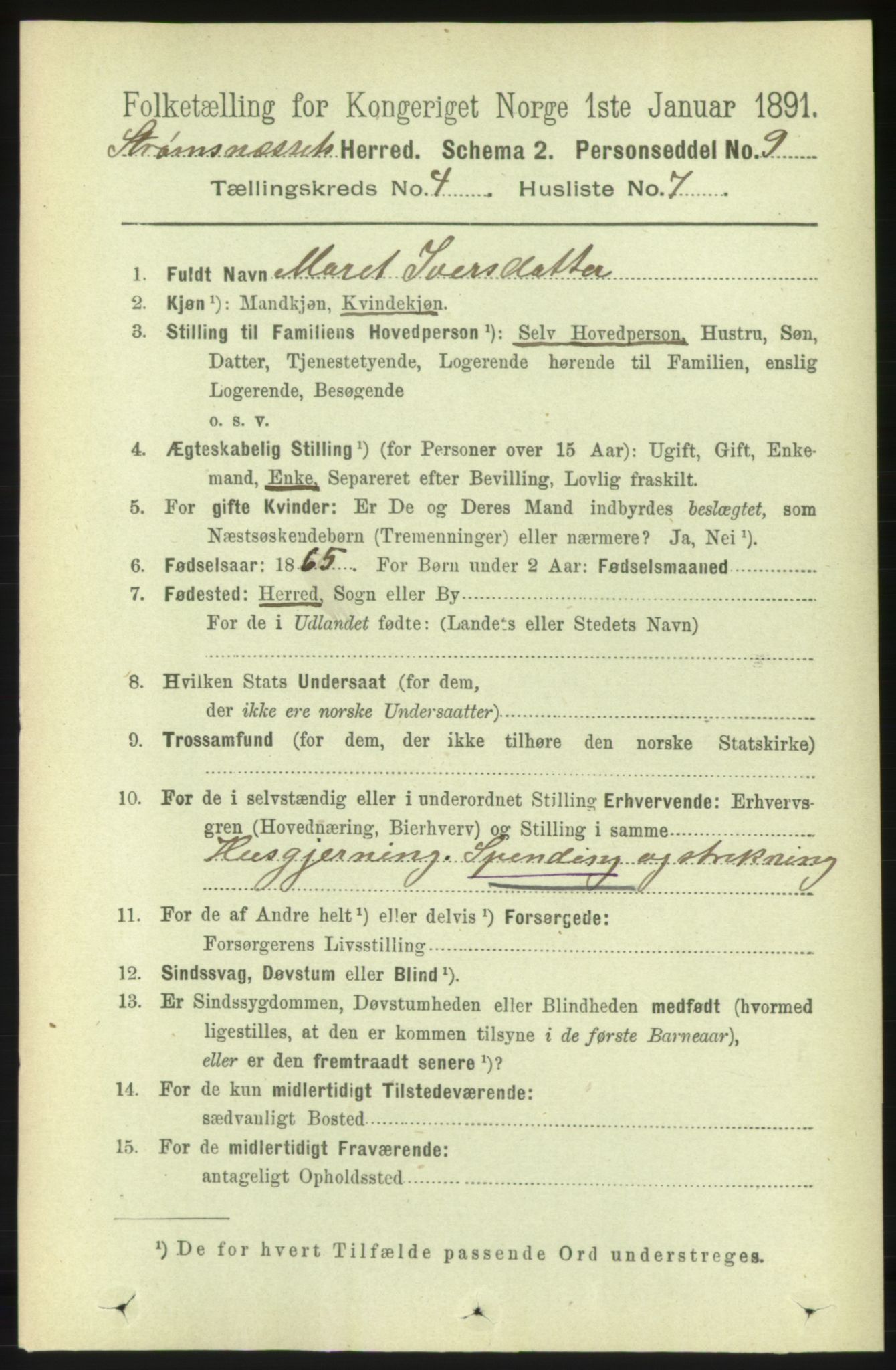 RA, 1891 census for 1559 Straumsnes, 1891, p. 802