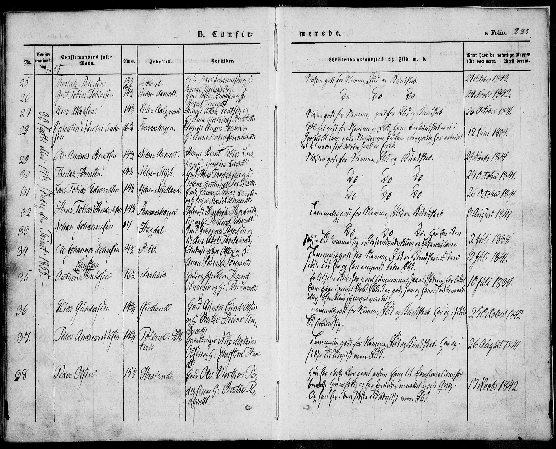 Sokndal sokneprestkontor, SAST/A-101808: Parish register (official) no. A 8.1, 1842-1857, p. 238